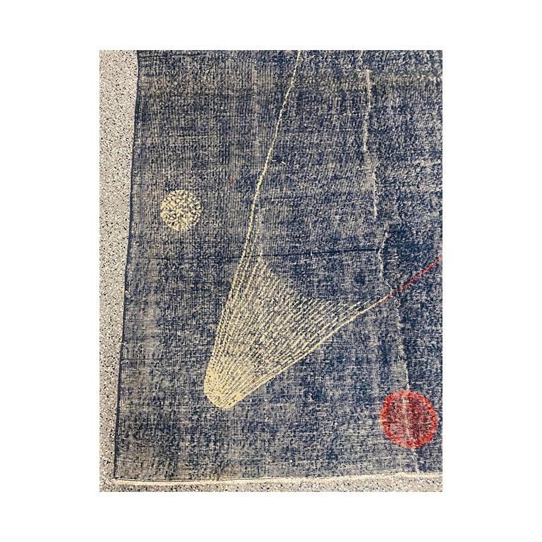 Abstract Vintage Zeki Müren Rug 6’6″ x 9’6″ In Good Condition For Sale In Sag Harbor, NY