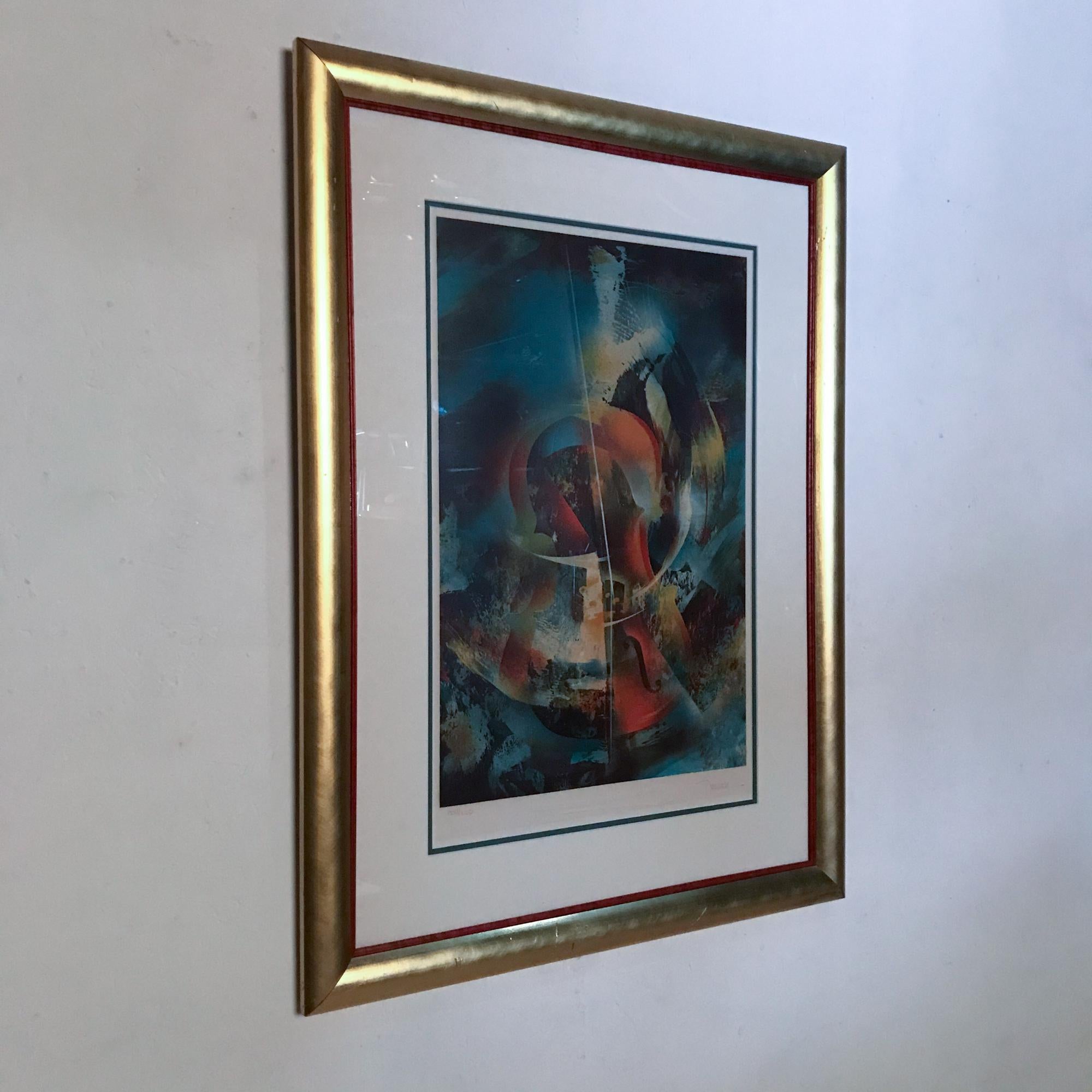 For your consideration, a vintage lithography by Leonardo Nierman. Signed on pencil in the lower right. Inscription in the lower left “154/200”.
Beautiful abstract with dominant blue color. Original frame with gold leaf.
Made in Mexico Circa the