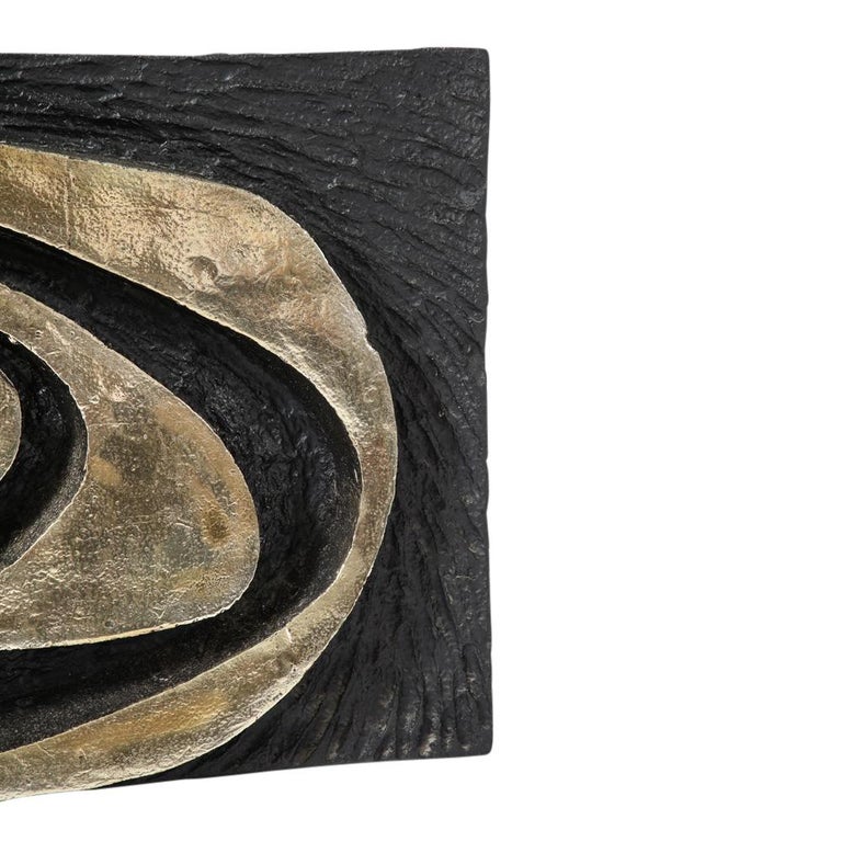 Abstract Wall Sculpture, Resin, Biomorphic, Dark Gold and Black For Sale at 1stDibs