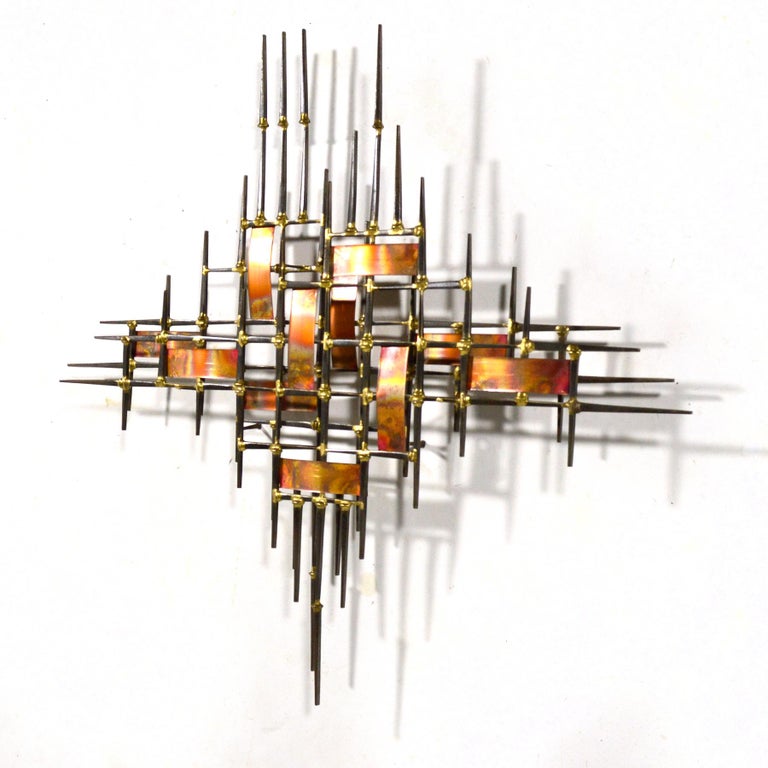 Late 20th Century Abstract Wall Sculpture in Iron, Bronze and Copper
