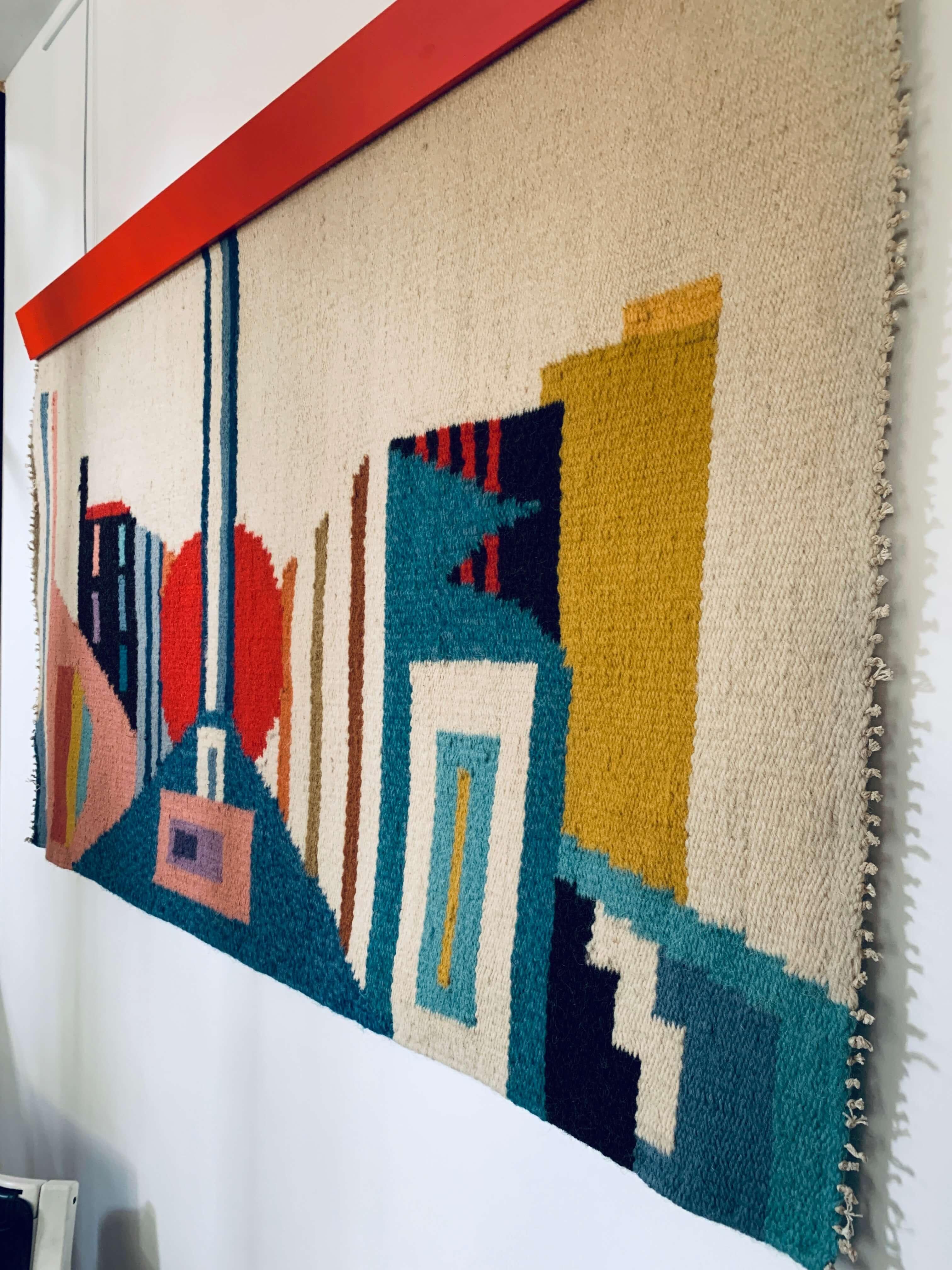 Tissé à la main Tapisserie murale abstraite, 1980 en vente
