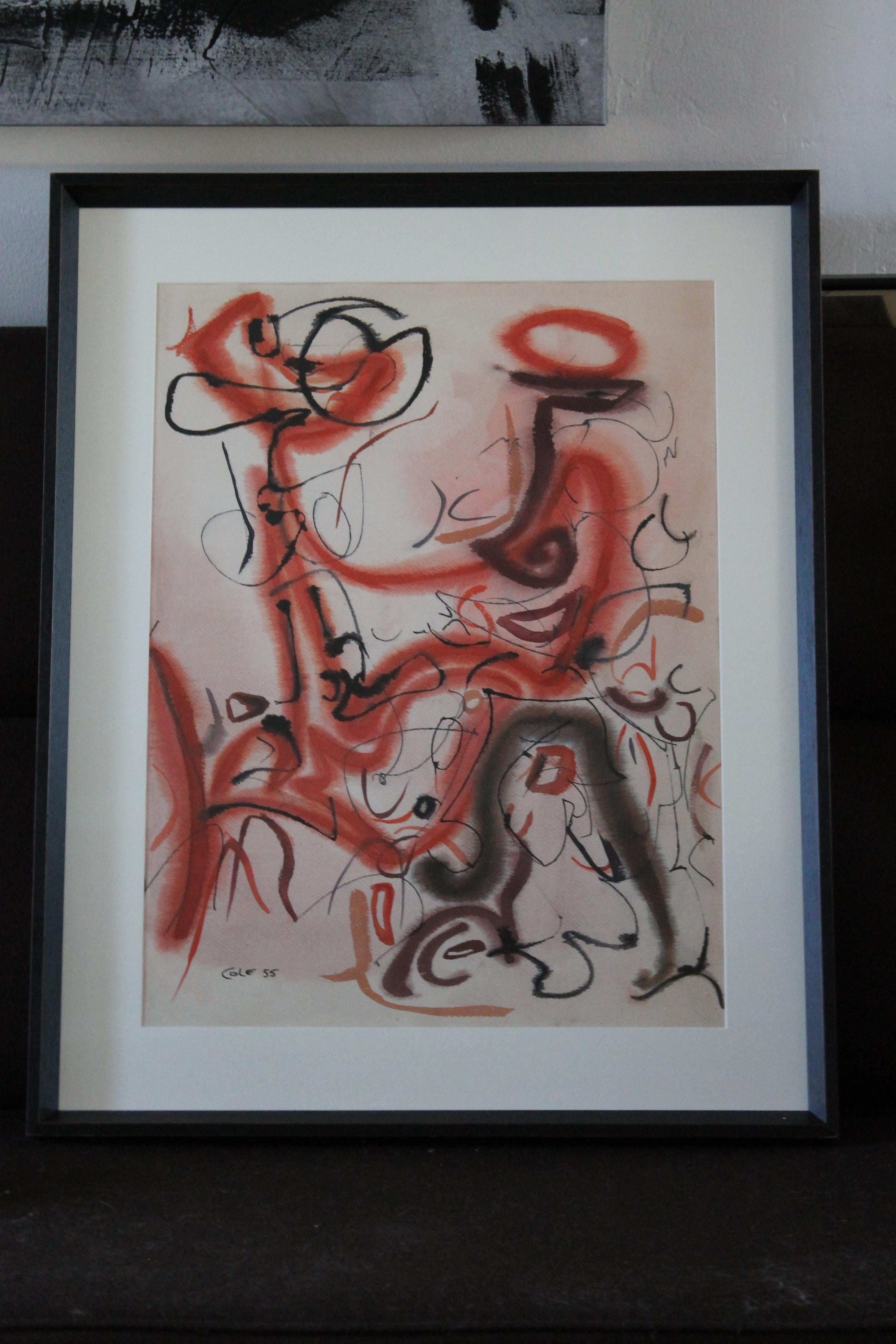 American Abstract Water Color Signed and Dated 1955