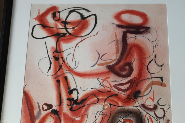 Mid-20th Century Abstract Water Color Signed and Dated 1955 For Sale
