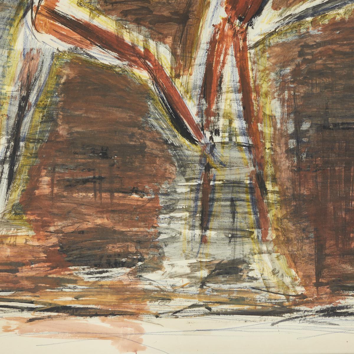 20th Century Abstract Watercolor Painting of Dancers from Germany, circa 1940 For Sale