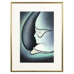 Abstract Watercolour Masked Portrait Signed TH Gerson