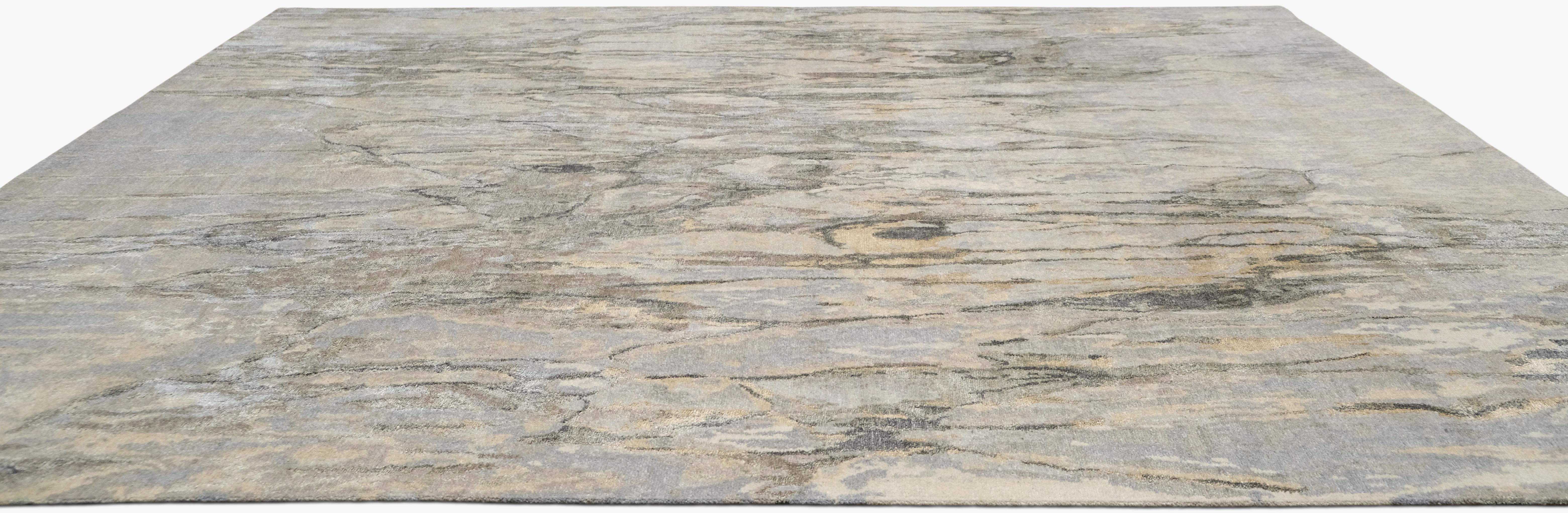 Abstrakter Nepalesischer Teppich aus Wolle und Seide mit Wasserfall-Design 8'1''x10' (Handgeknüpft) im Angebot
