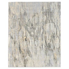 Abstract Waterfall Designed Wool and Silk Nepalese Rug 8'1''x10'