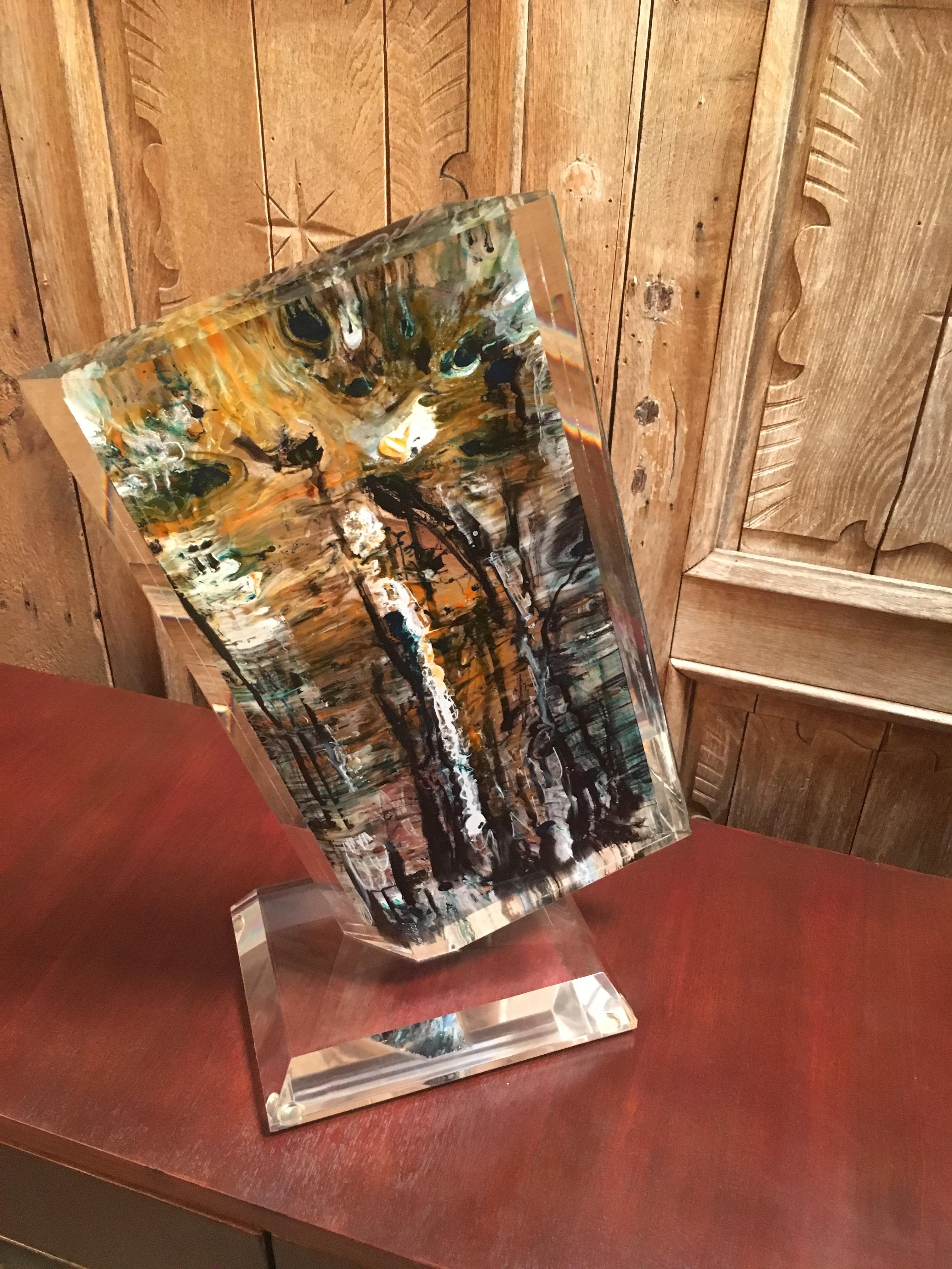 North American Abstract Wedge Lucite Sculpture by Shlomi Haziza