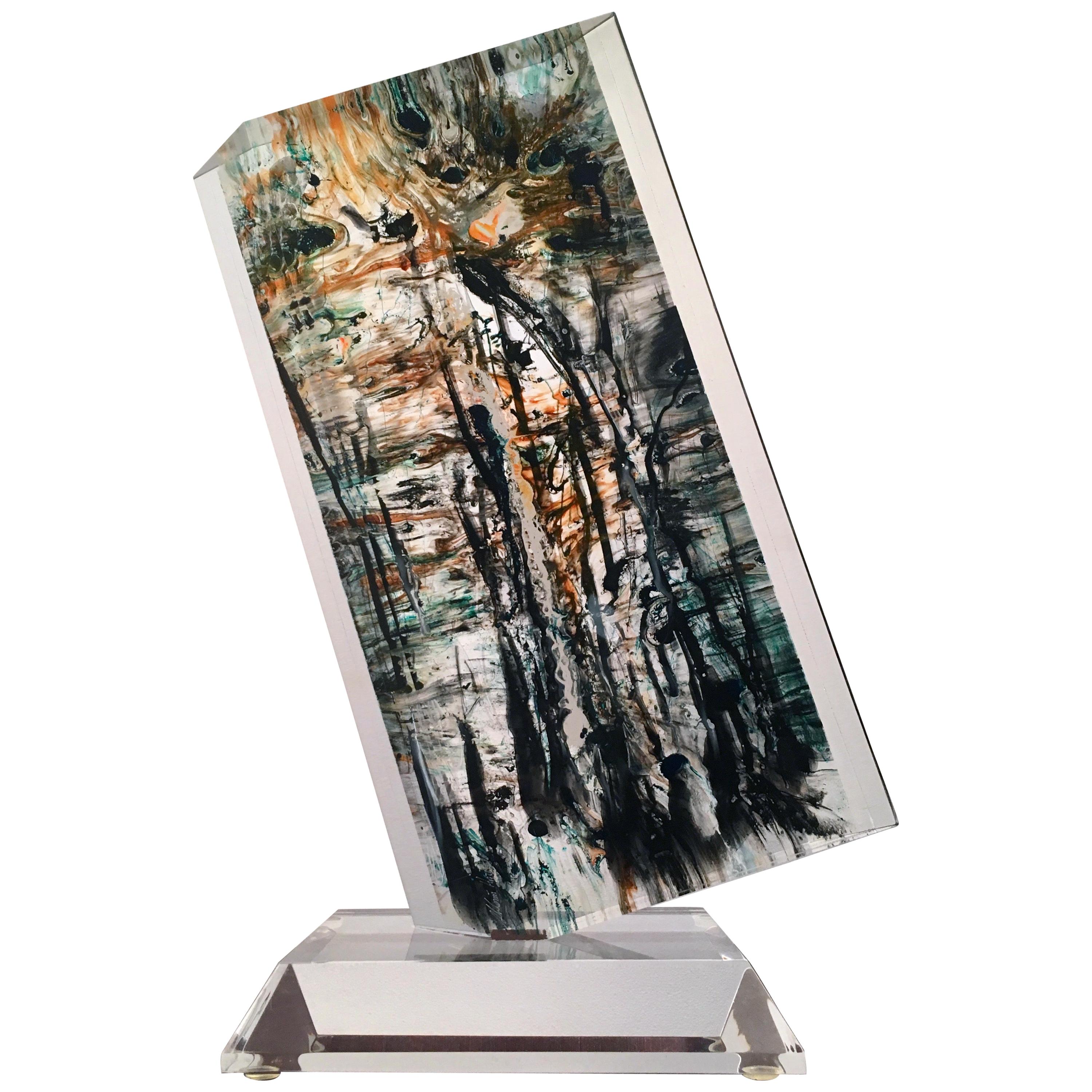 Abstract Wedge Lucite Sculpture by Shlomi Haziza