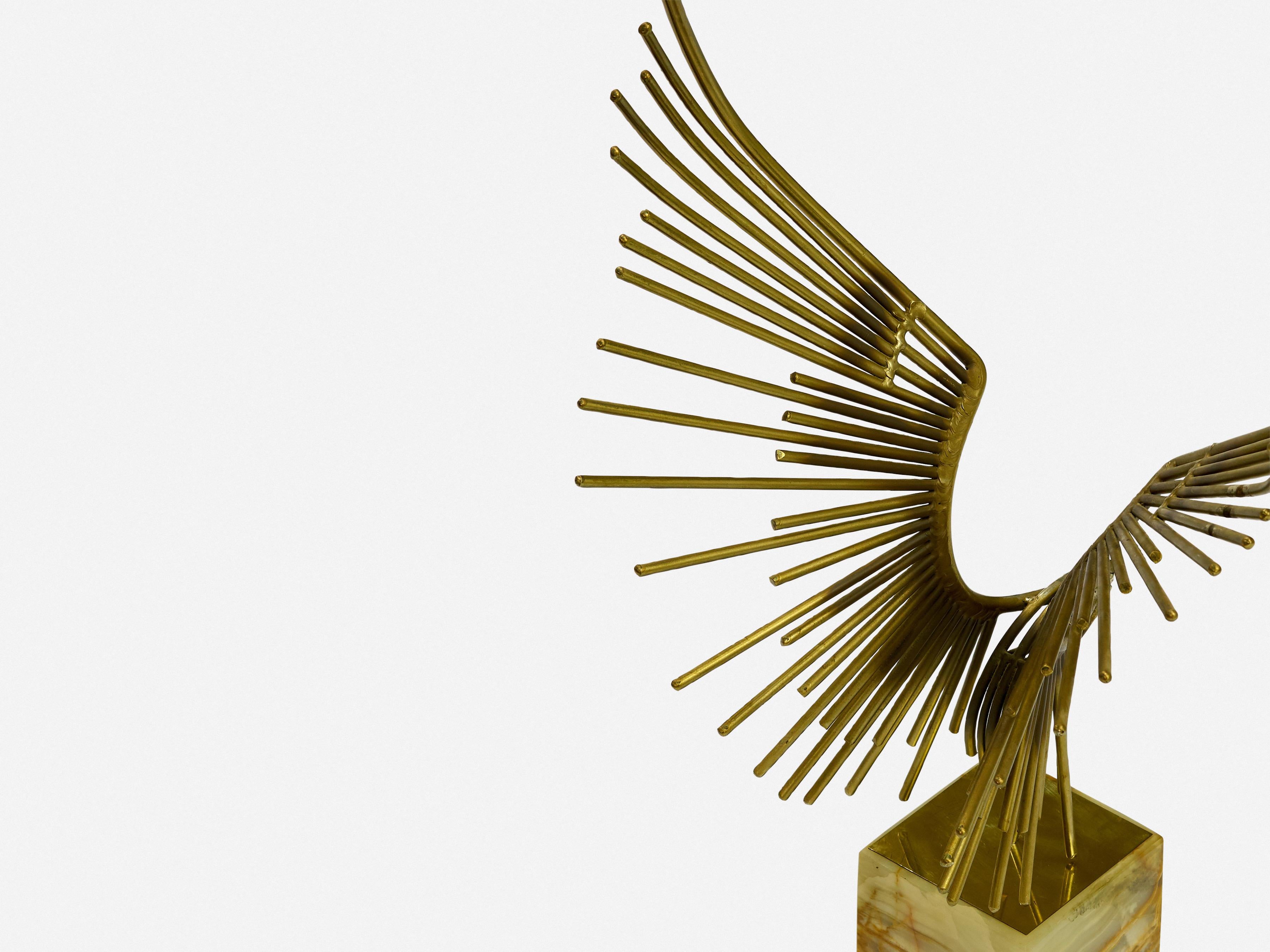 Brass Abstract welded bird sculpture by Curtis Jere For Sale