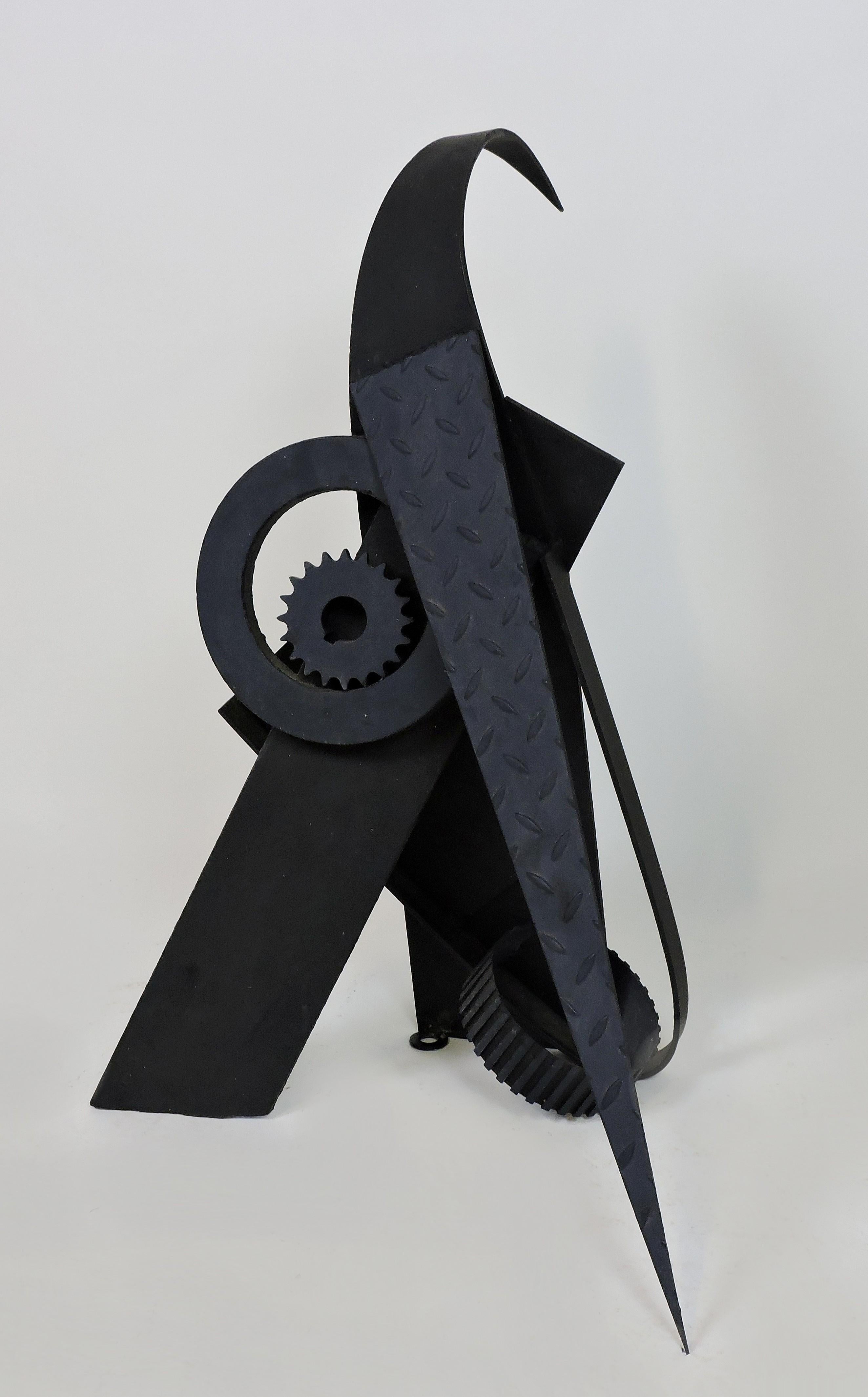 Multi-dimensional Industrial style welded and painted steel sculpture by Philadelphia based artist David Tothero. This piece has strong graphic and textural imagery and is signed by the artist in the lower corner. It's 30.5 inches high and is