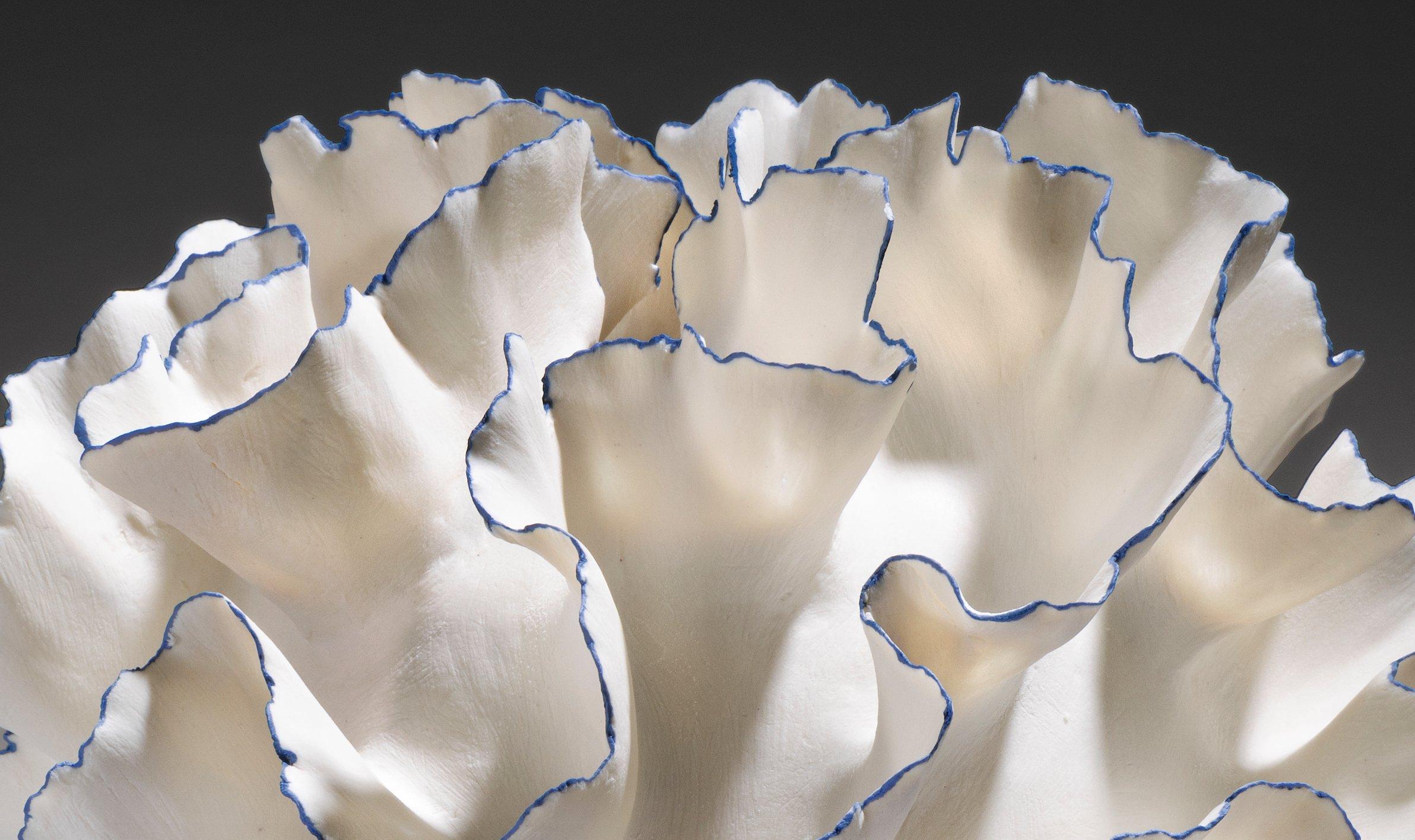 Abstract White and Blue Ruffled Sculpture, Sandra Davolio For Sale at ...