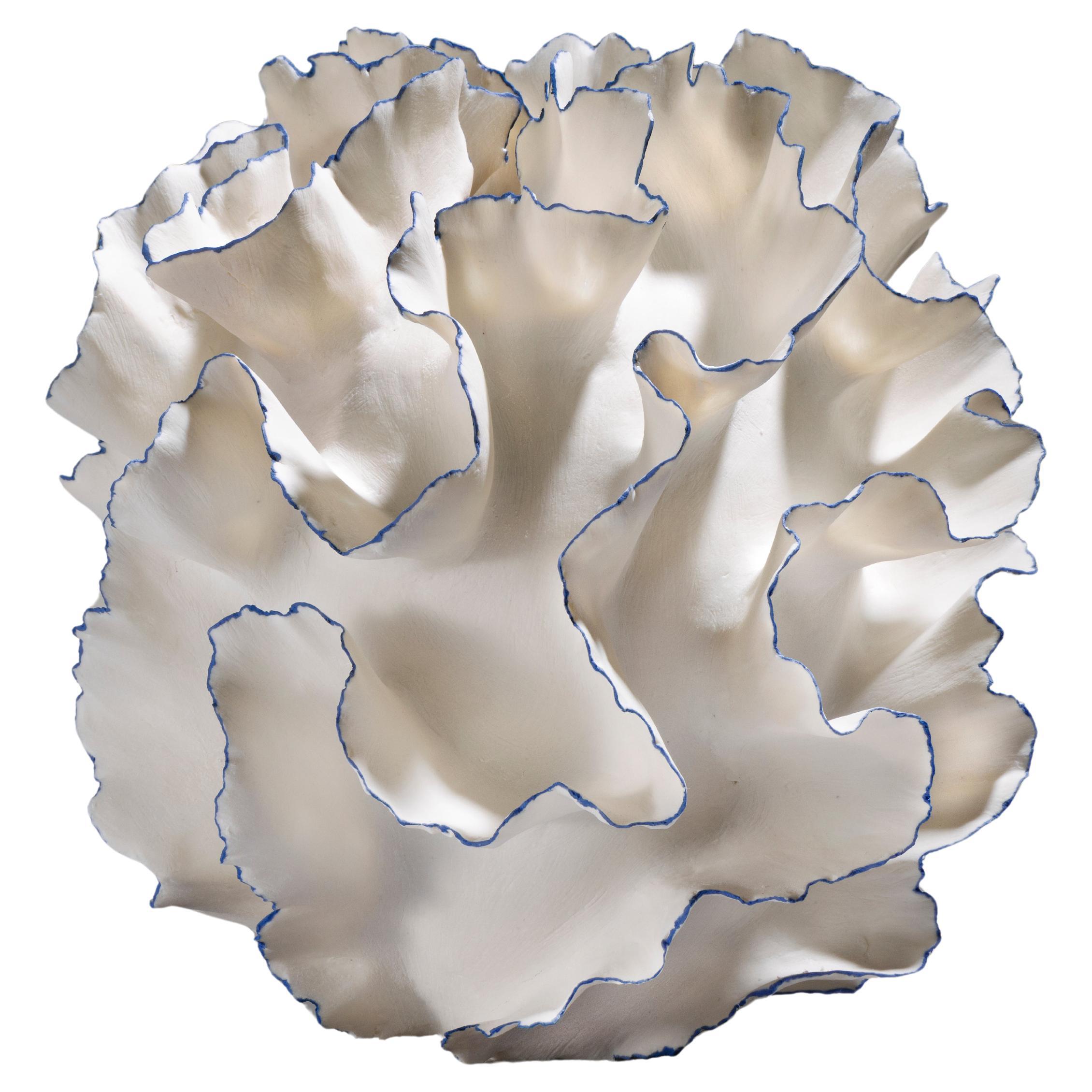 Abstract White and Blue Ruffled Sculpture, Sandra Davolio