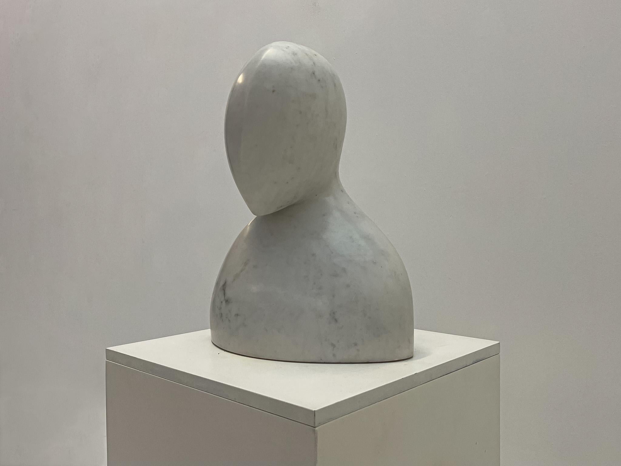 Mid-Century Modern Abstract White Marble Bust