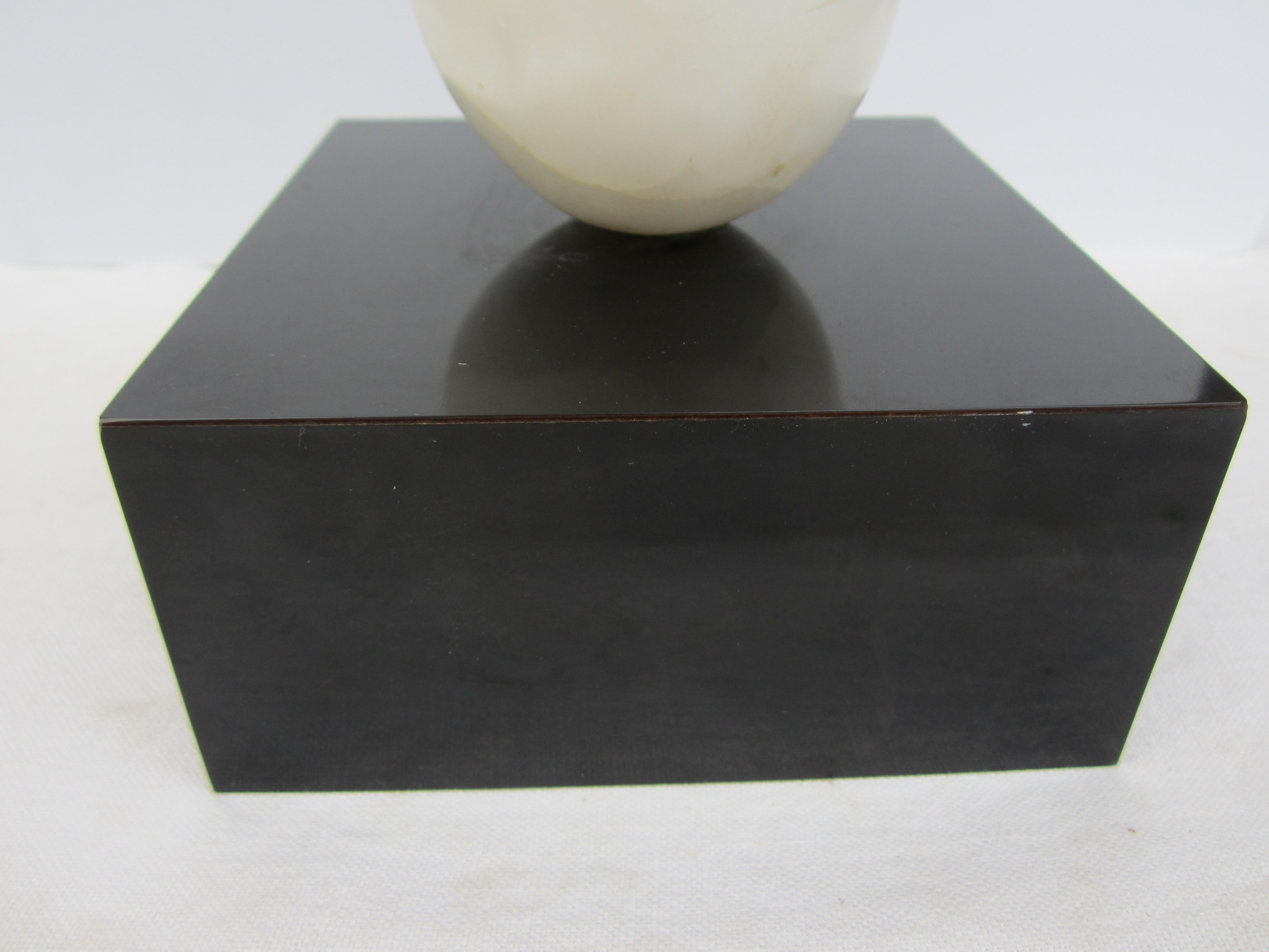 Abstract White Marble Sculpture on Black Swivel Base 1