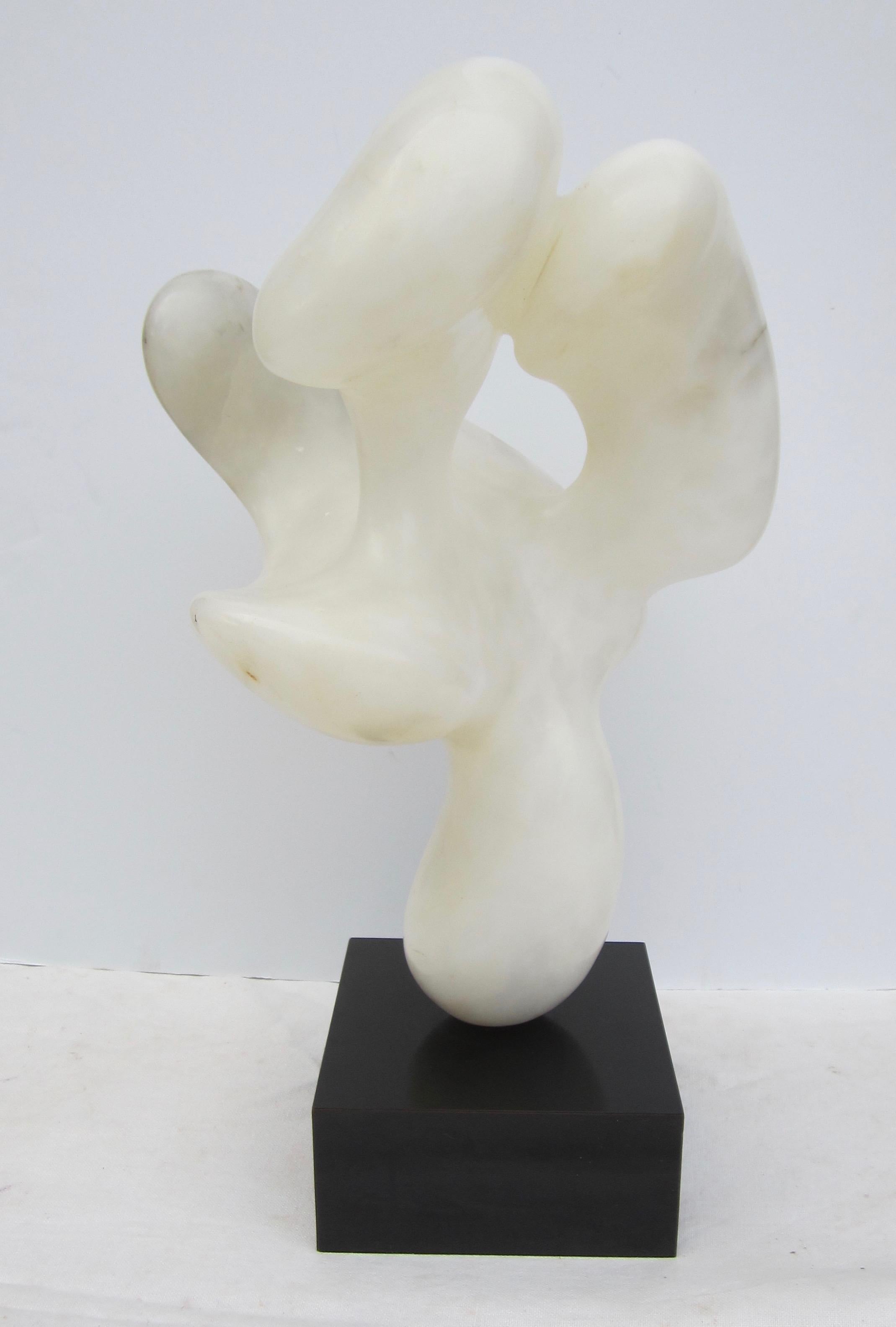 Abstract White Marble Sculpture on Black Swivel Base 2