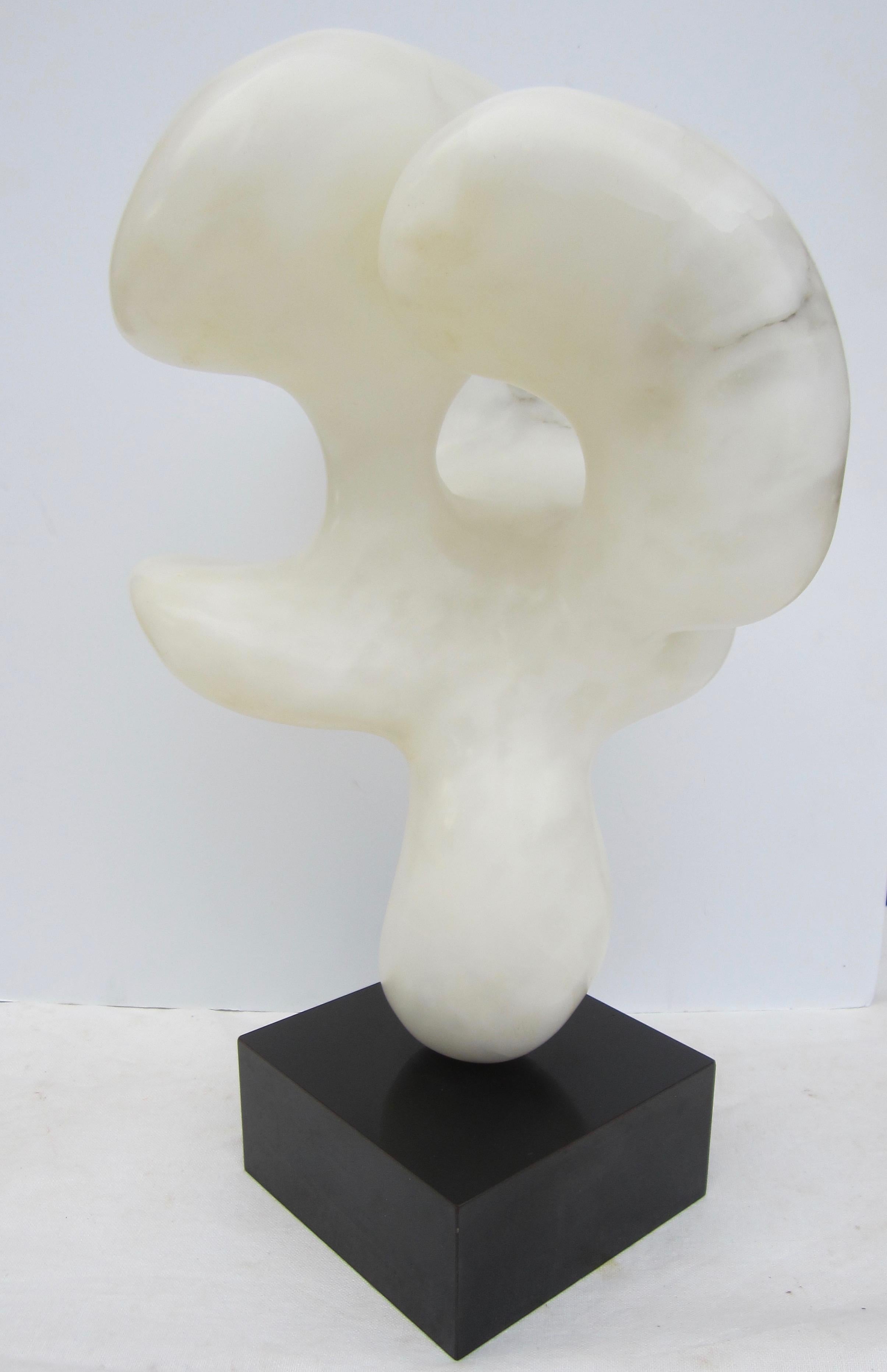 Abstract White Marble Sculpture on Black Swivel Base 5