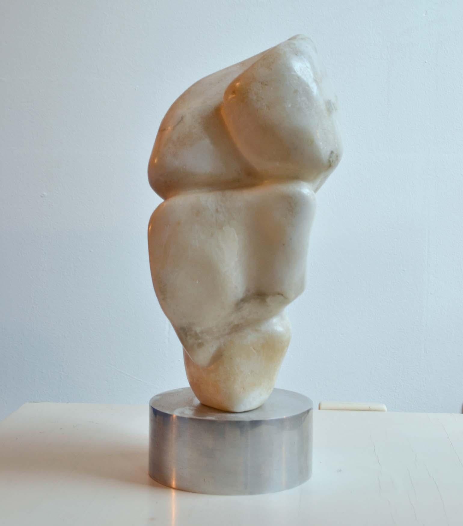 British Abstract White Marble Sculpture by Alice Ward UK 1960s