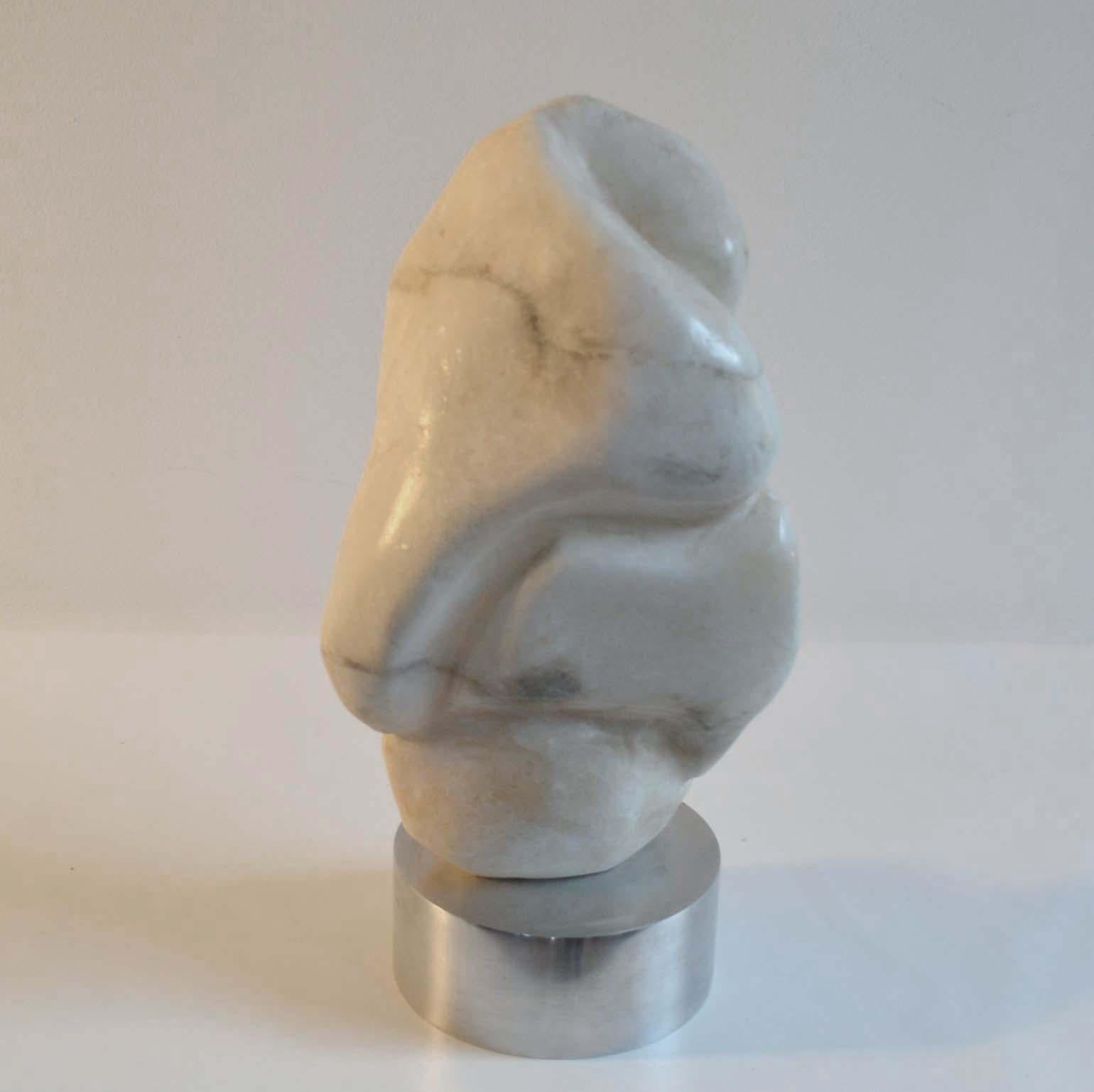 Abstract White Marble Sculpture by Alice Ward UK 1960s 1