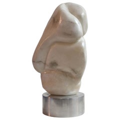 Abstract White Marble Sculpture by Alice Ward UK 1960s