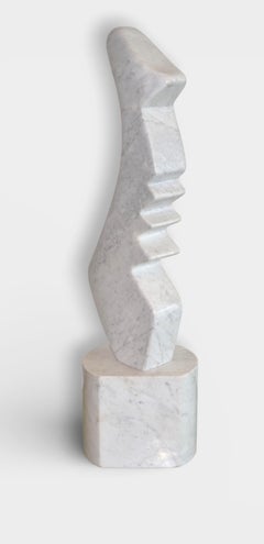 White Marble Sculpture Abstract Totem, Modern, Italy, 20th c.