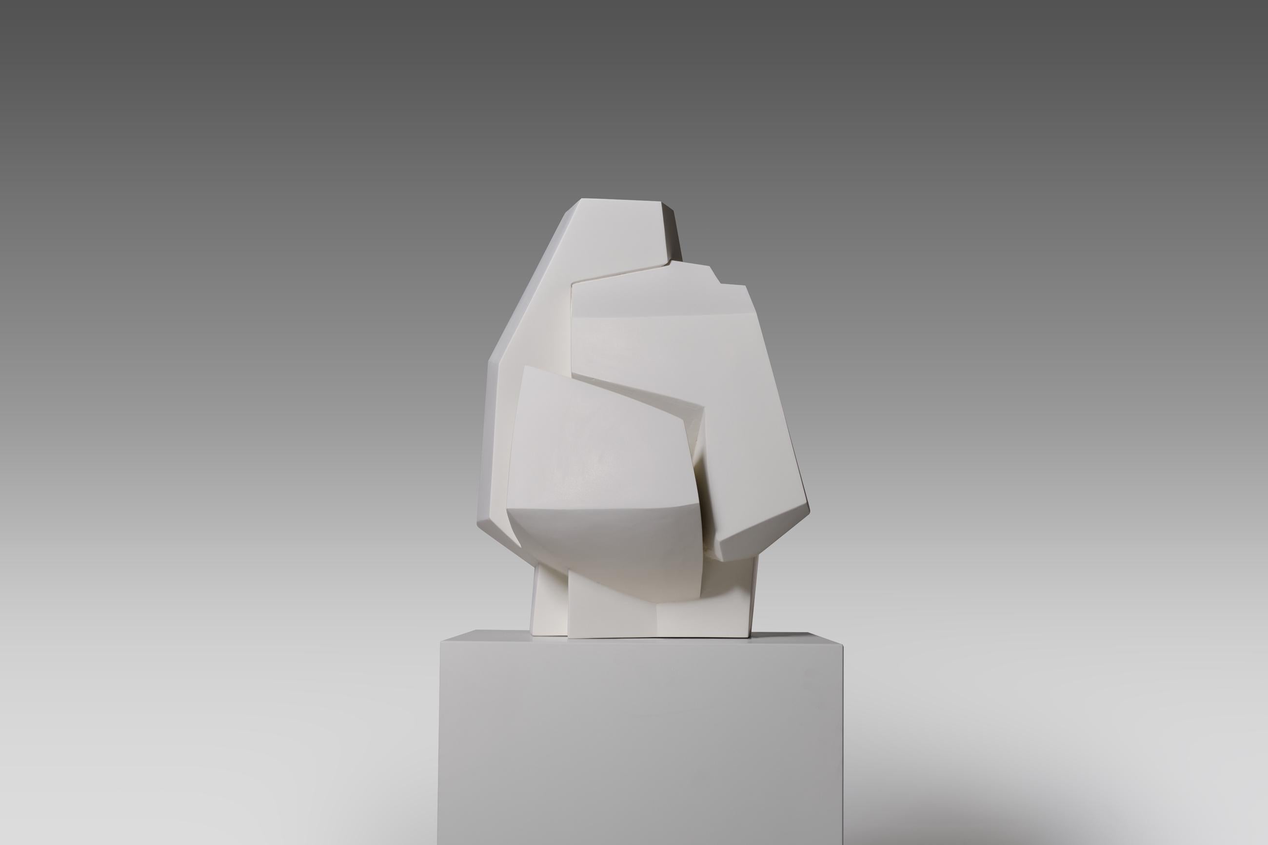 Abstract White Plaster Cubist Sculpture, 1960s 2
