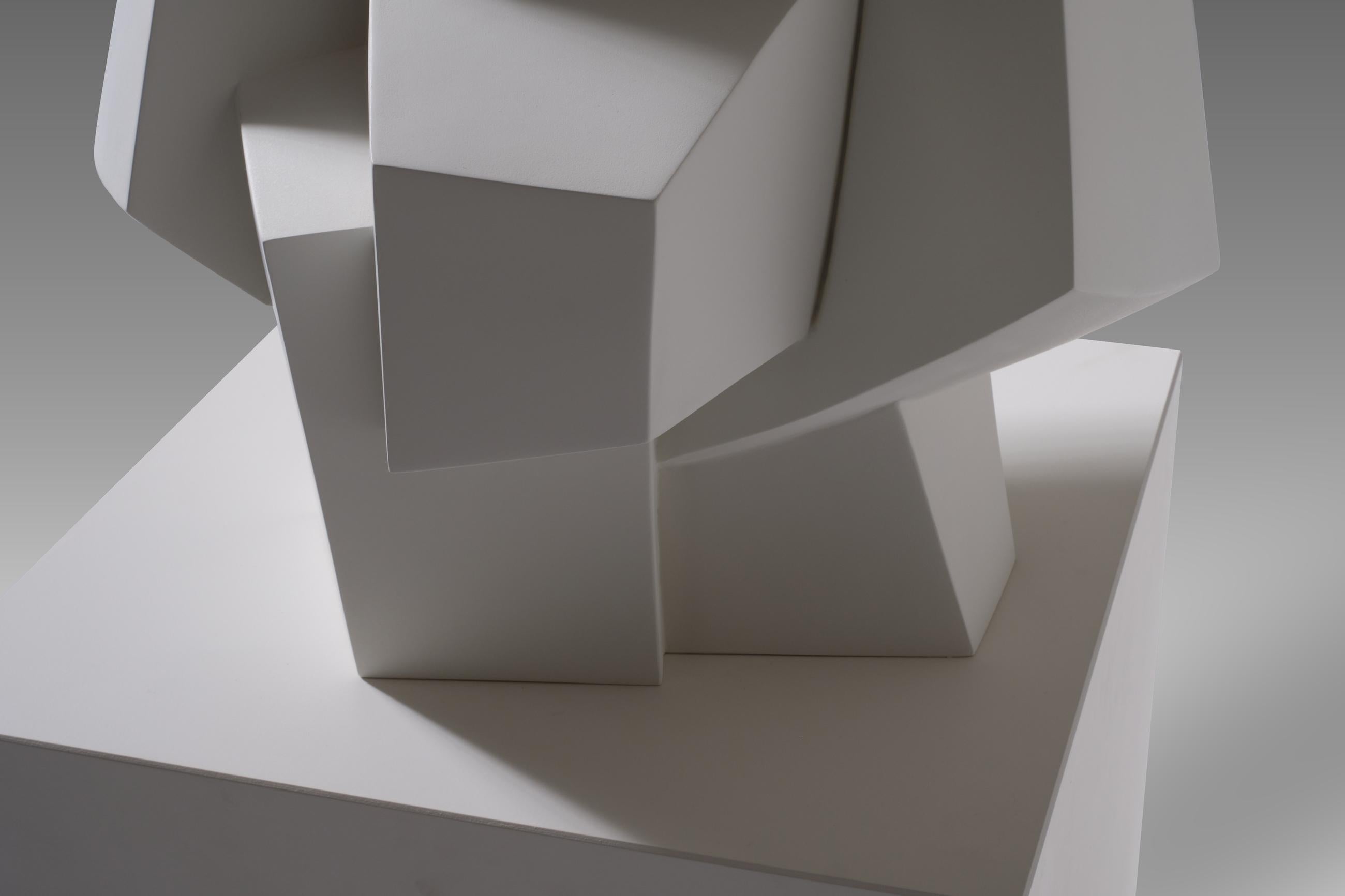 Abstract White Plaster Cubist Sculpture, 1960s 3