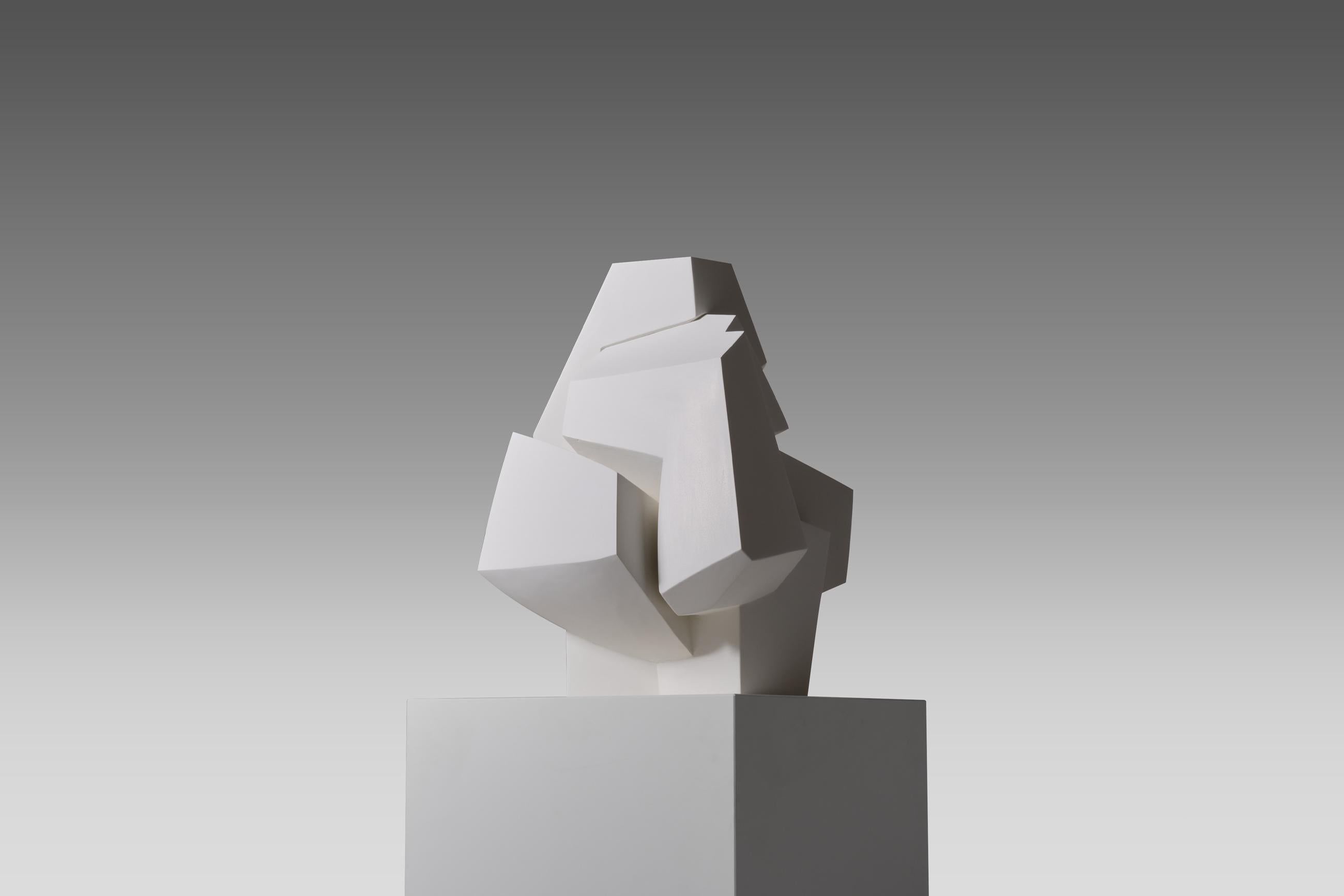 Abstract White Plaster Cubist Sculpture, 1960s 4