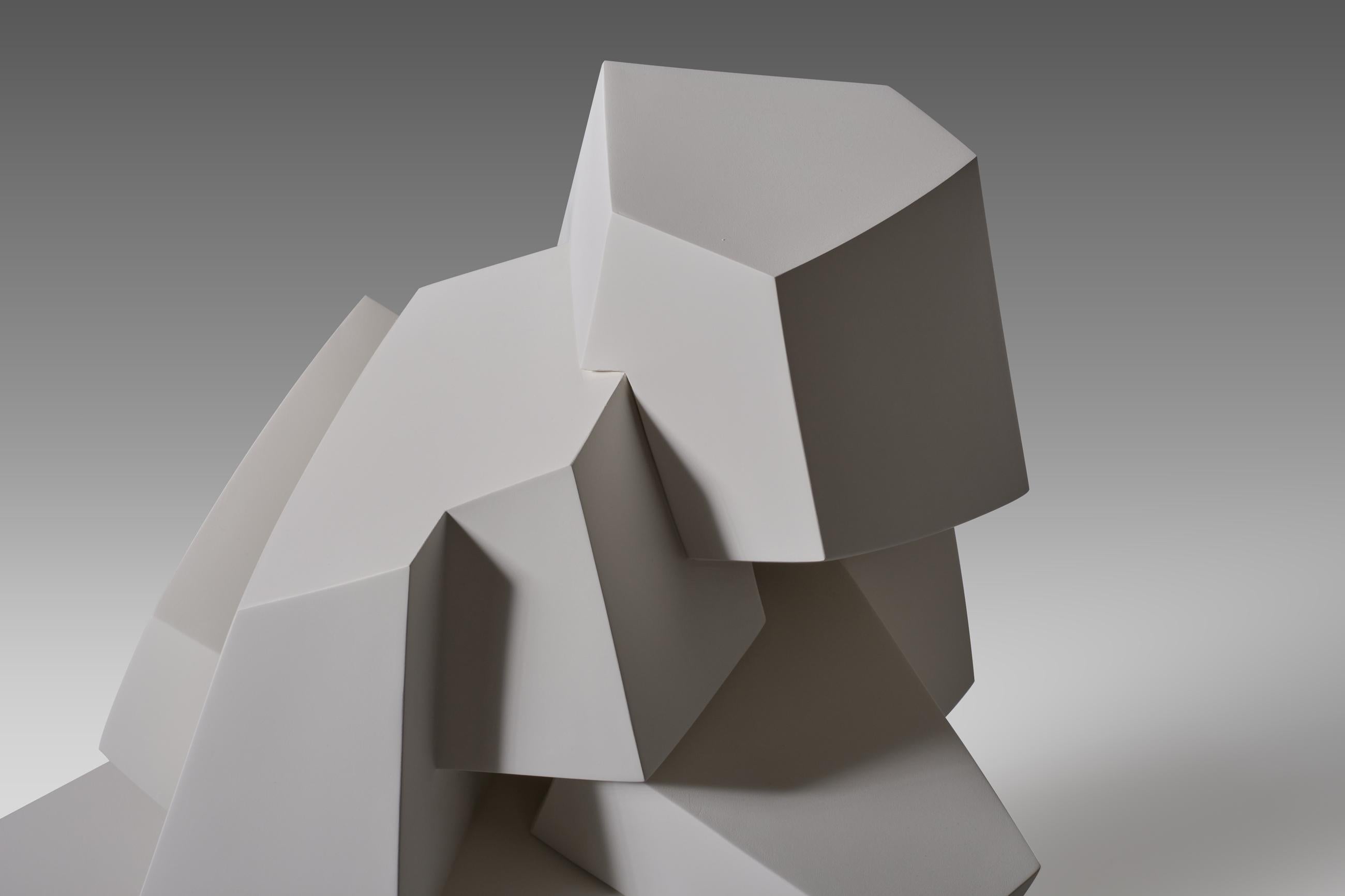 Abstract White Plaster Cubist Sculpture, 1960s 1