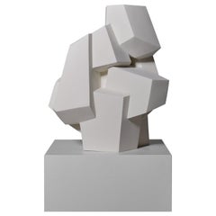 Abstract White Plaster Cubist Sculpture, 1960s
