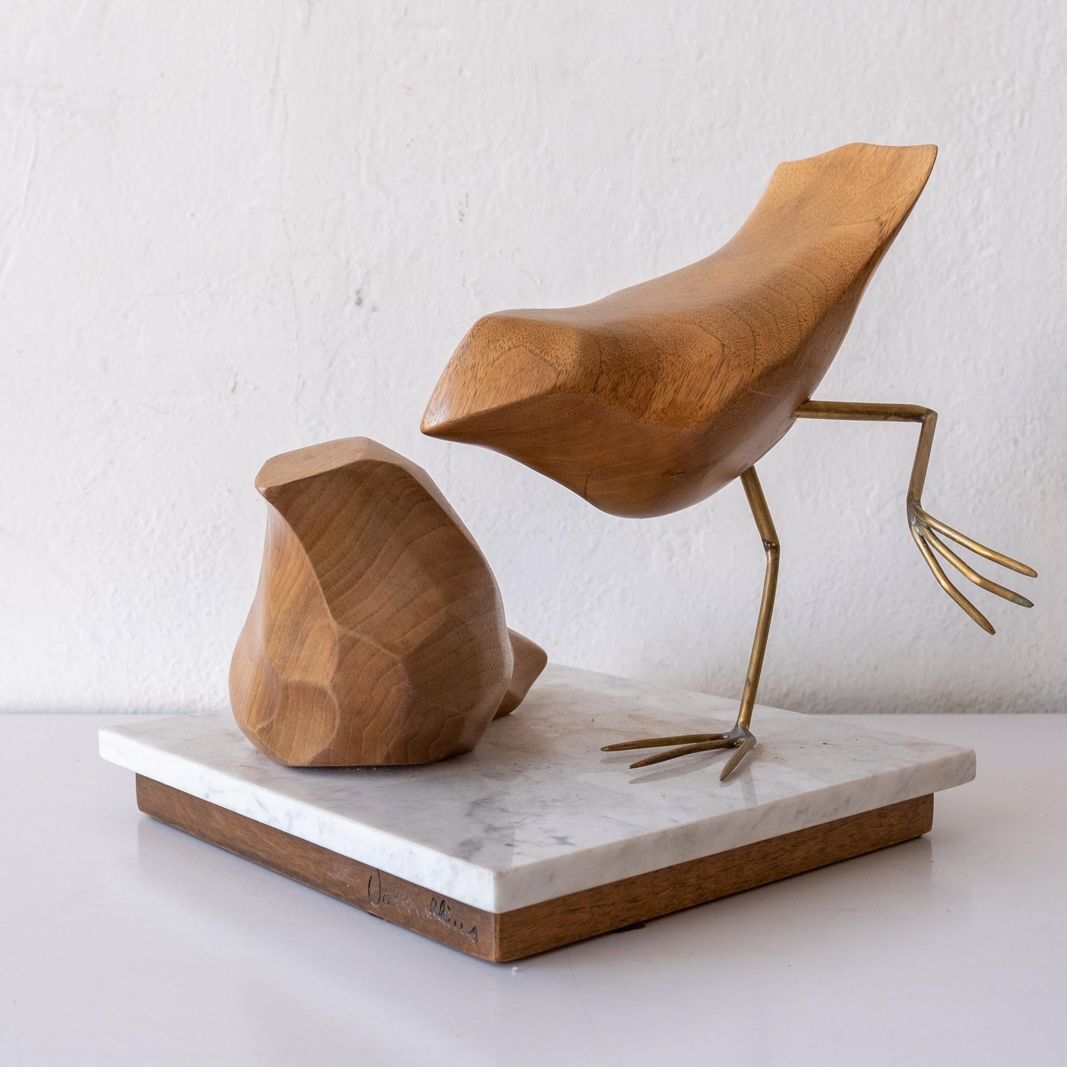 Mid-Century Modern Abstract Wood Bird Sculpture by Val Robbins