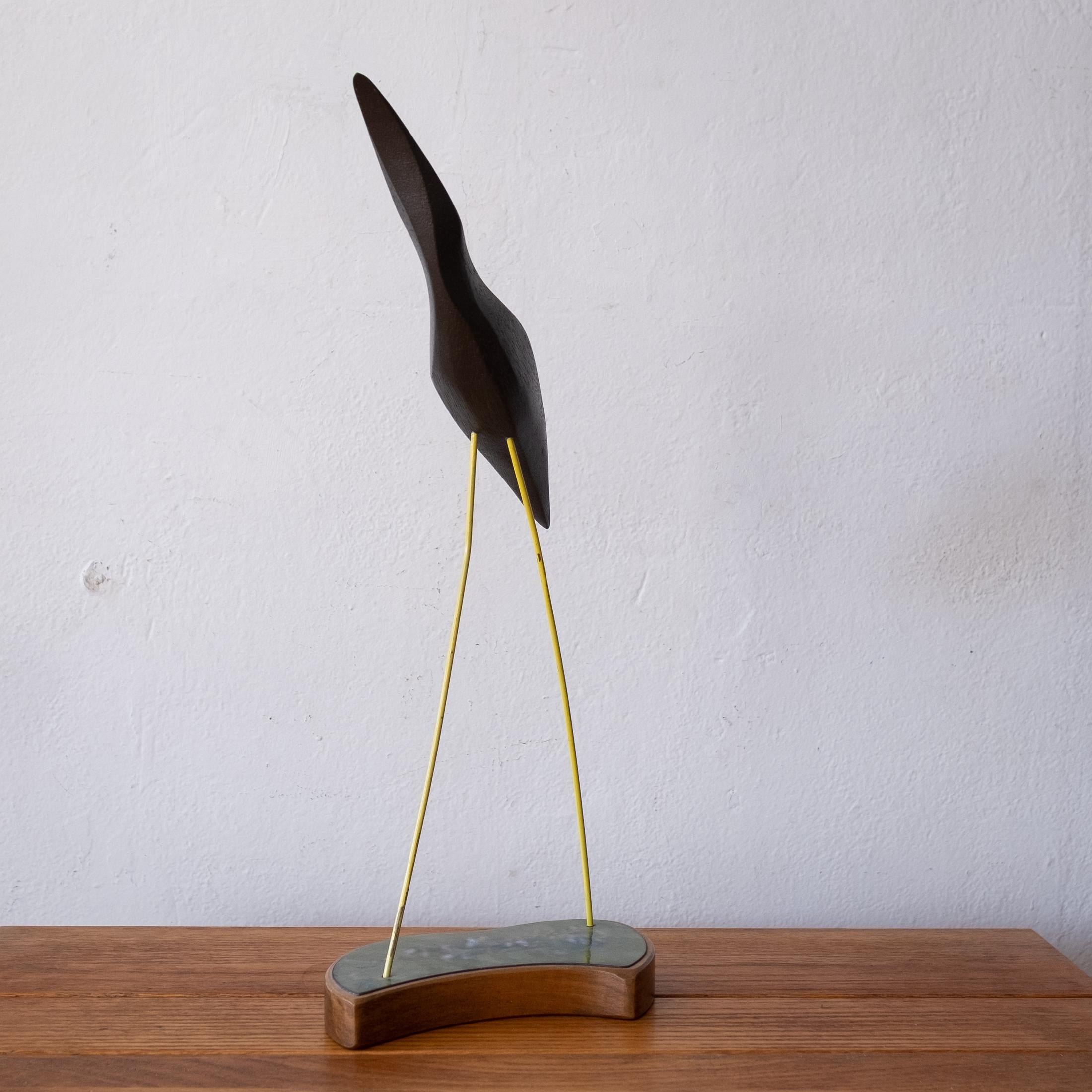 Mid-Century Modern Abstract Wood Bird Sculpture by Val Robbins
