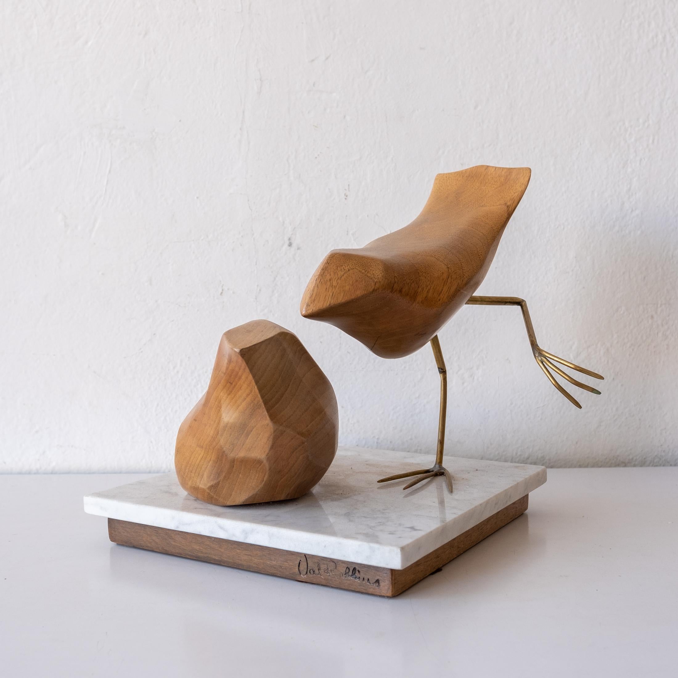 Metal Abstract Wood Bird Sculpture by Val Robbins