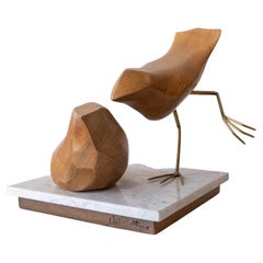 Abstract Wood Bird Sculpture by Val Robbins