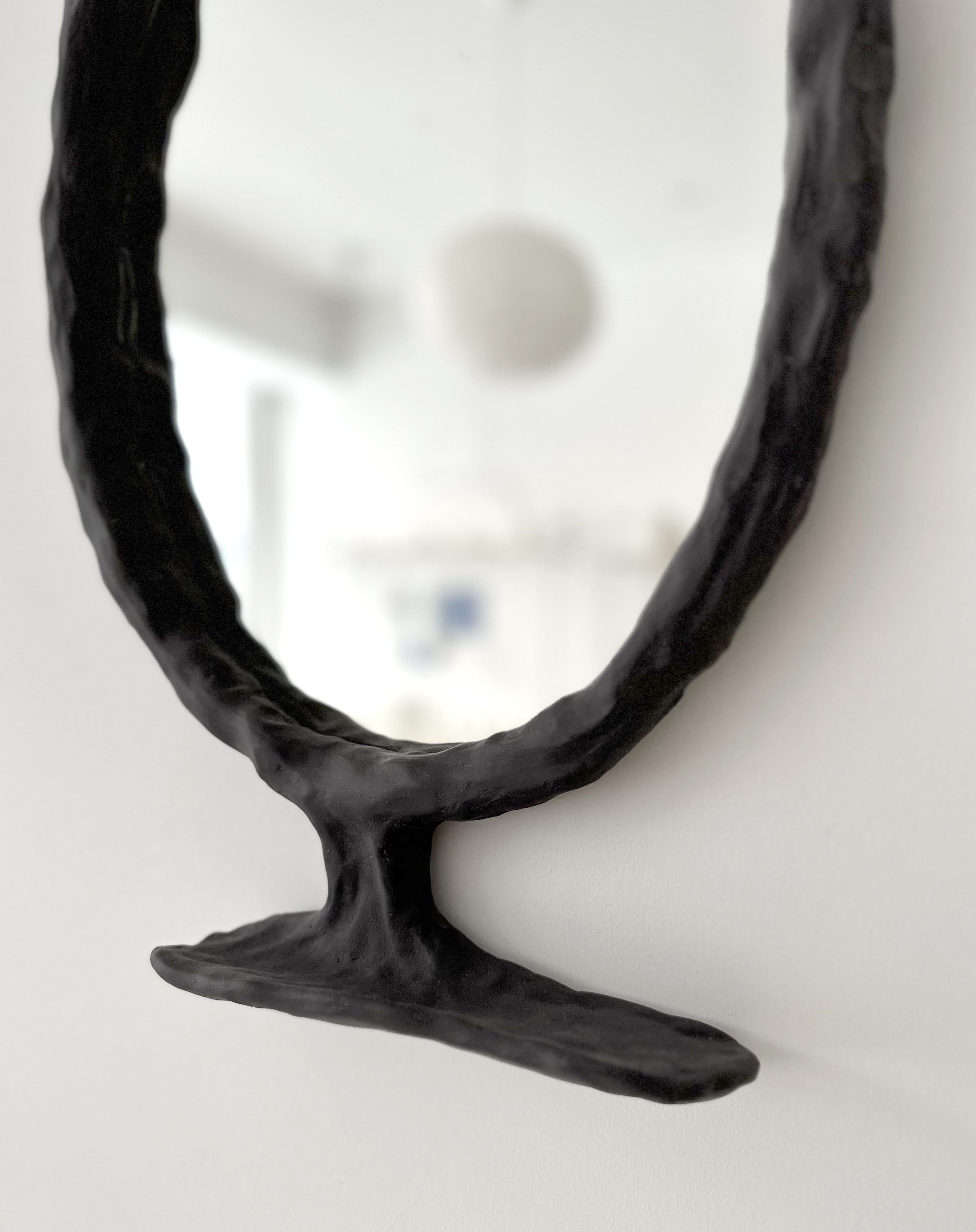 French Abstract Wood Mirror by Atelier Monochrome For Sale