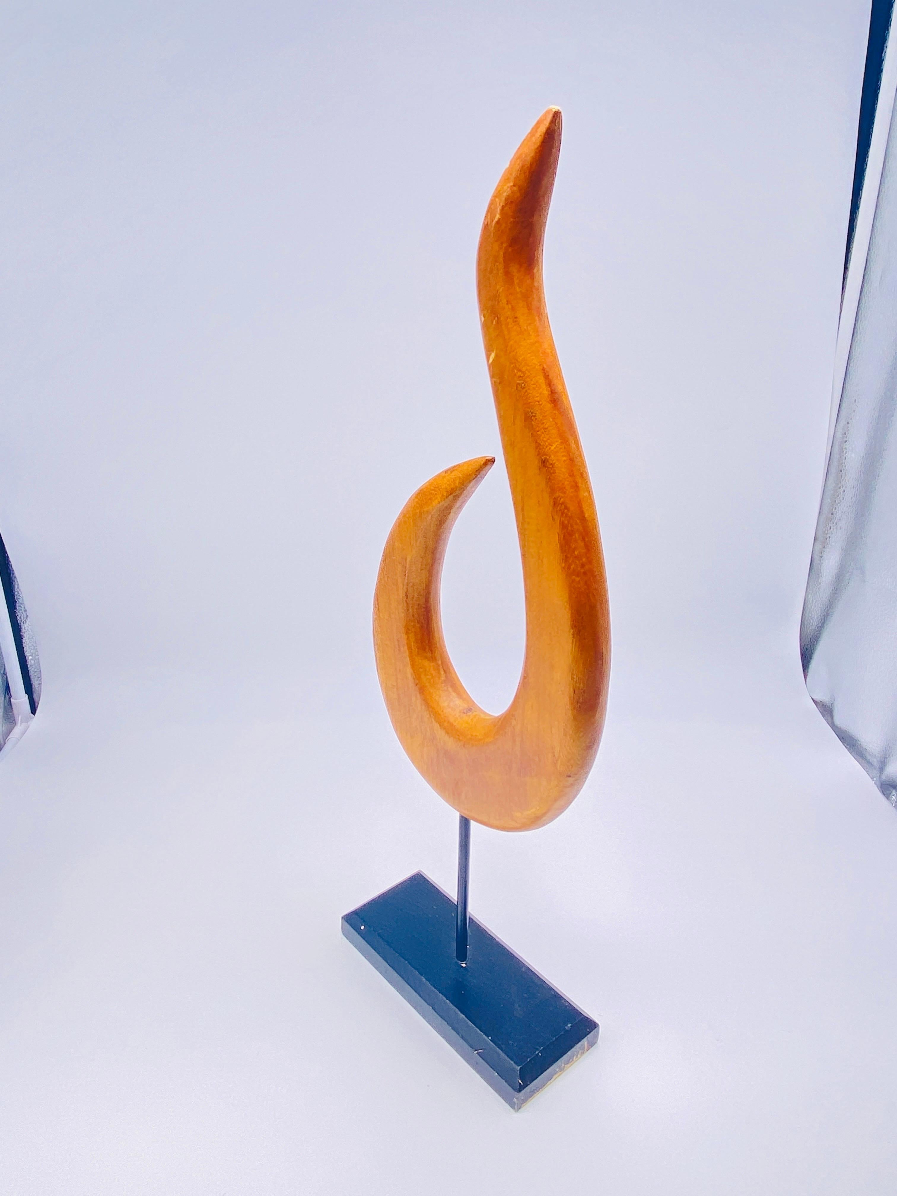 Abstract Wood Sculpture, Brown and Black Base, France 1970 For Sale 1
