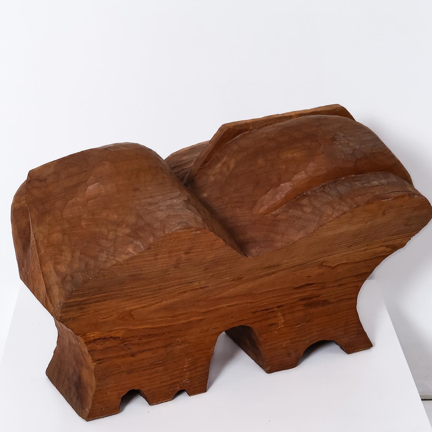 Pacific Northwest woodcarving by Leroy Setziol. Abstract organic form carved of a solid old-growth Chestnut stump. Signature in the form of the initials LS at side. Acquired from private collector and fellow woodworker. The piece is substantial and