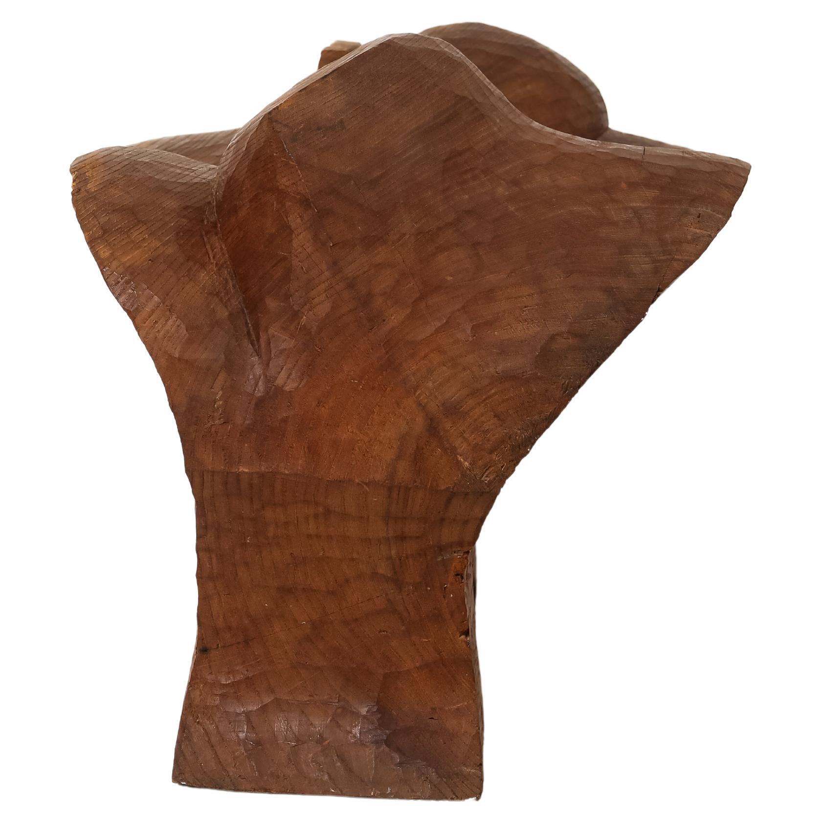 Abstract wood sculpture by Leroy Setziol For Sale