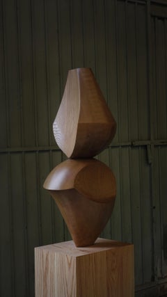 Abstract Wood Sculpture in the Flair of Scandinavian Art, Unseen Force 02