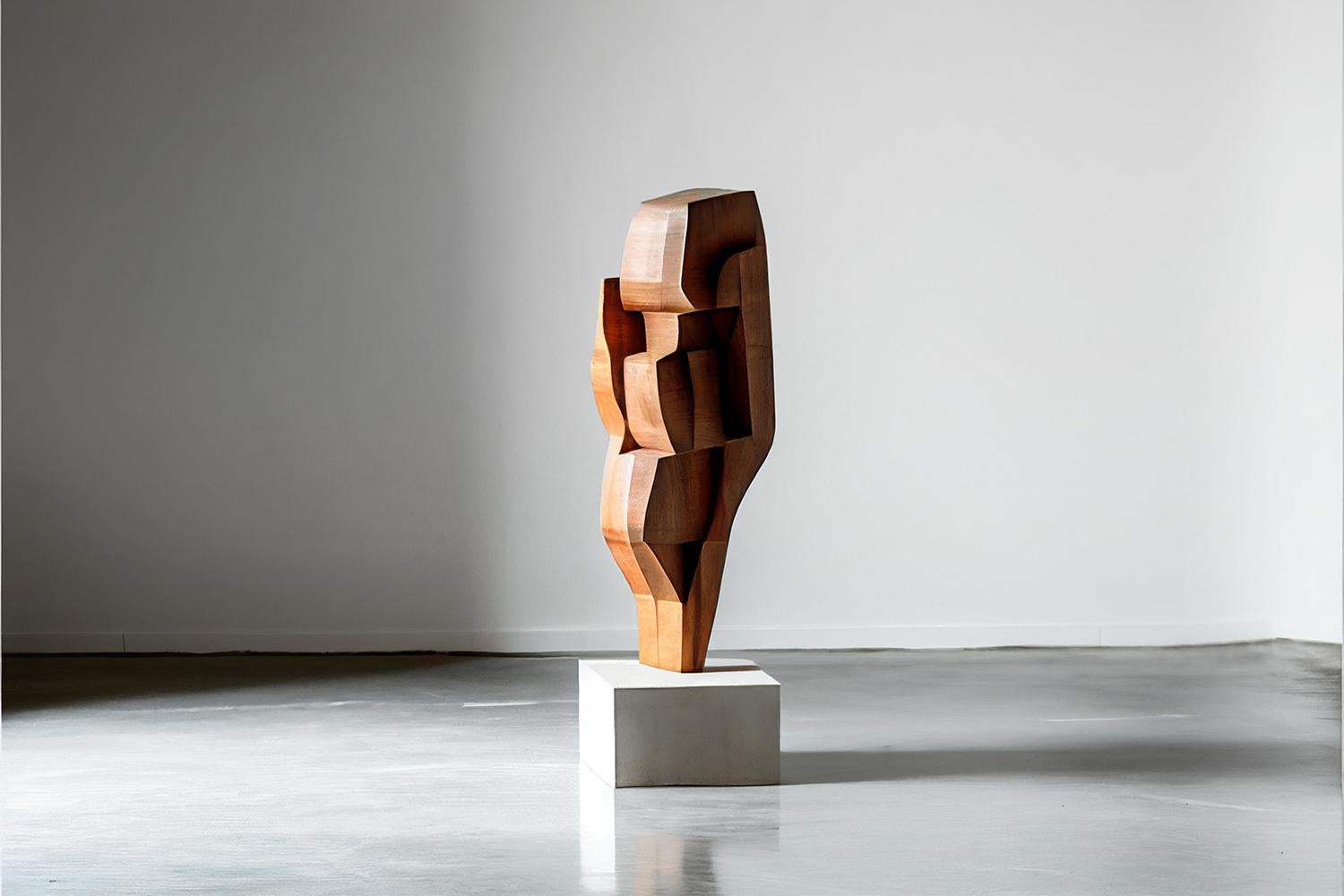 Abstract wood sculpture in the flair of Scandinavian Art, Unseen Force by Joel Escalona.

This monolithic sculpture, designed by the talented Artist Joel Escalona, is a towering example of beauty in craftsmanship. Hand and digital machine made; the