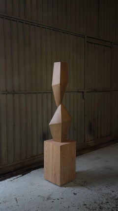 Abstract Wood Sculpture in the Flair of Scandinavian Art, Unseen Force 01