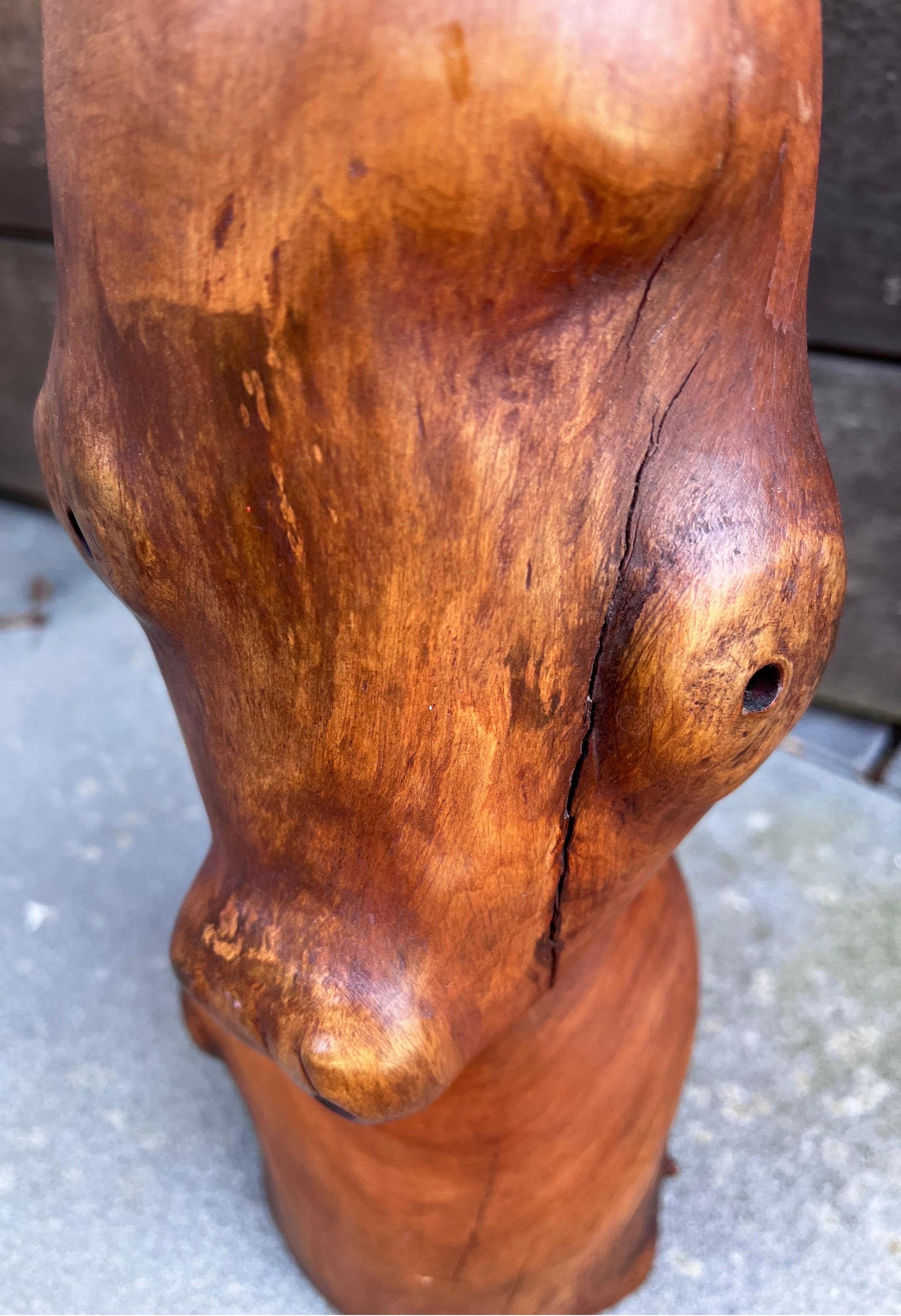 Abstract Wood Sculpture of a Head - signed In Good Condition In Philadelphia, PA