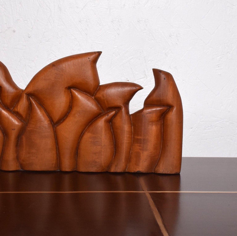 Abstract Wood Sculpture the Last Supper Signed Victor Rozo For Sale at ...
