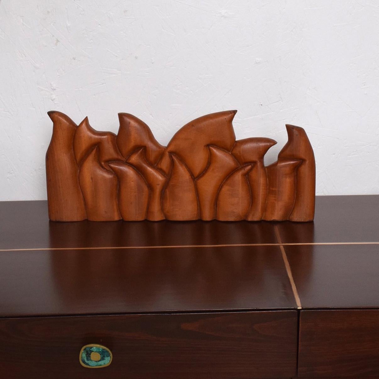 Abstract Wood Sculpture the Last Supper Signed Victor Rozo In Good Condition In Chula Vista, CA