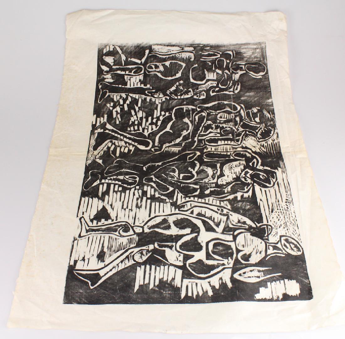 black and white woodblock prints
