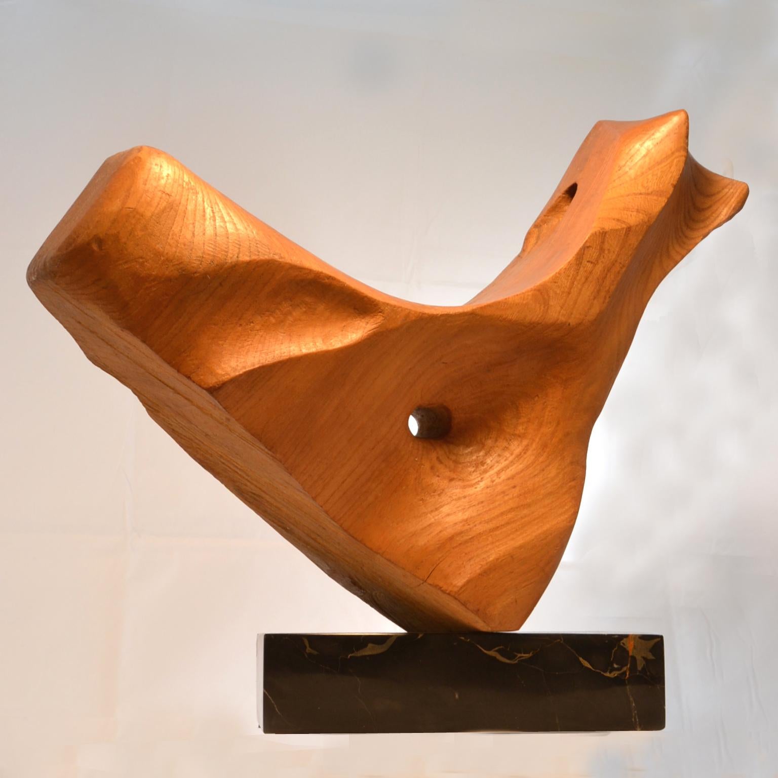 Marble Large Abstract Wooden Hand Carved Sculpture by E. Robson For Sale