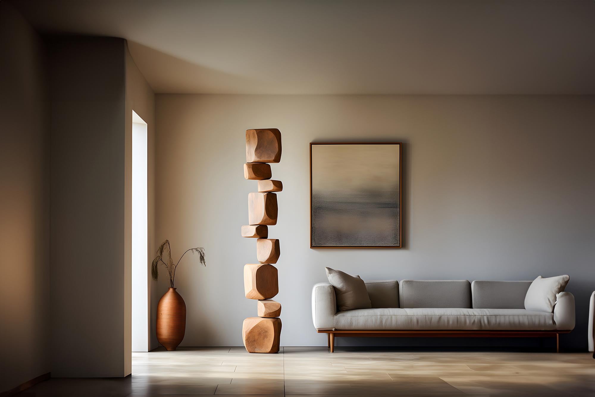 Mid-Century Modern Abstract Wooden Elegance Still Stand No65: Carved Totem by NONO, Escalona For Sale