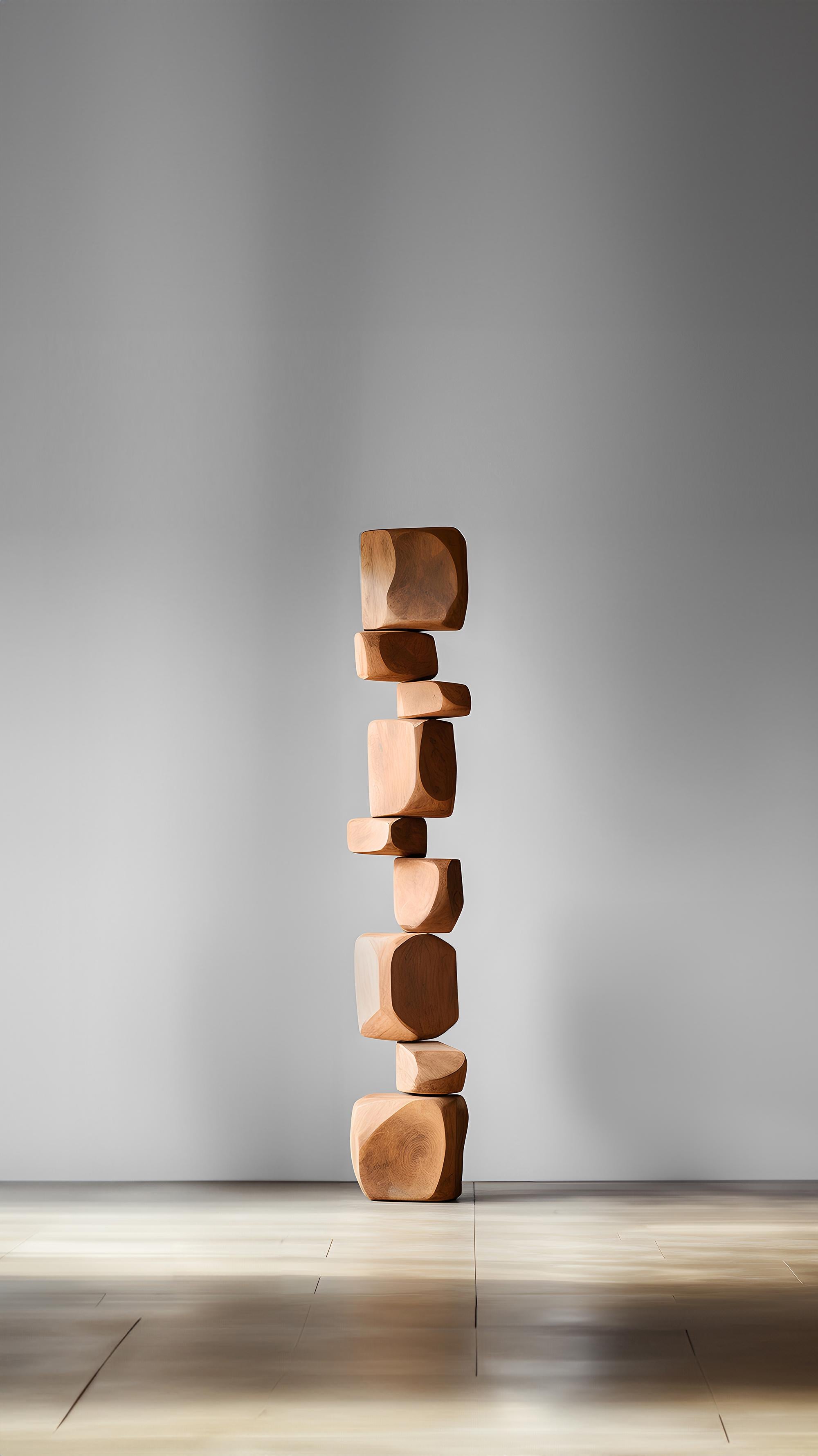 Hand-Crafted Abstract Wooden Elegance Still Stand No65: Carved Totem by NONO, Escalona For Sale
