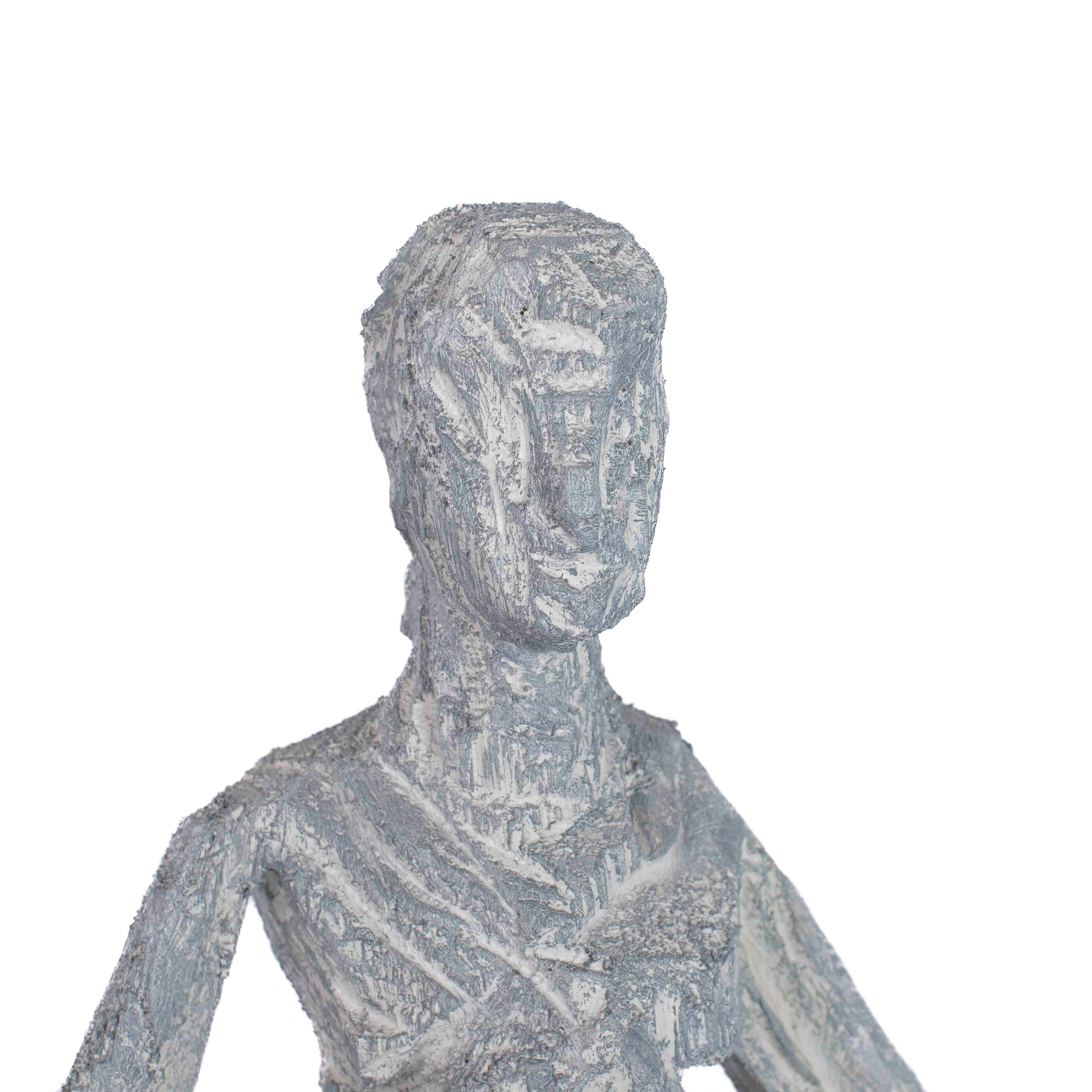 Abstract Wooden Grey-White Sculpture “Free to Turn