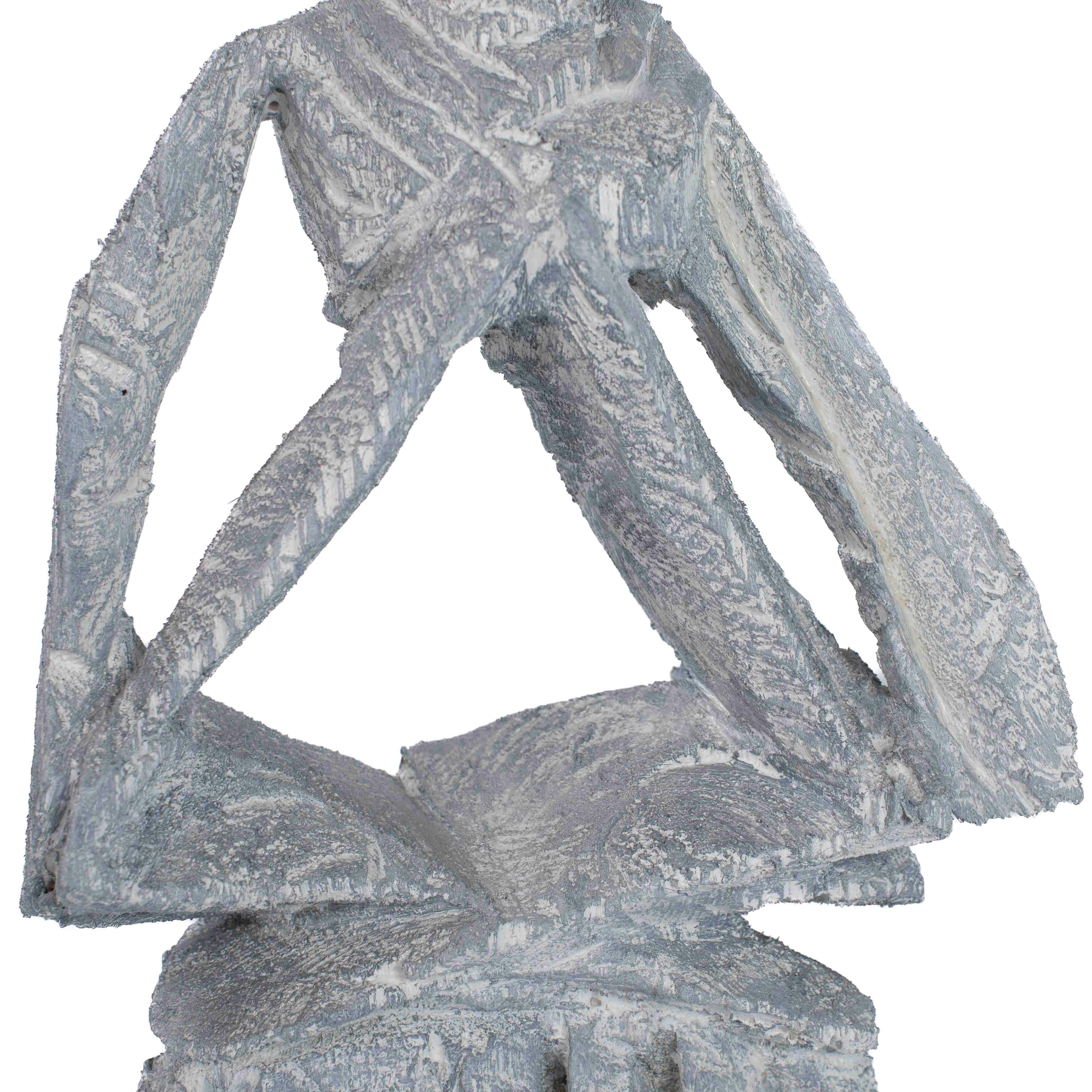 Abstract Wooden Grey-White Sculpture “Free to Turn